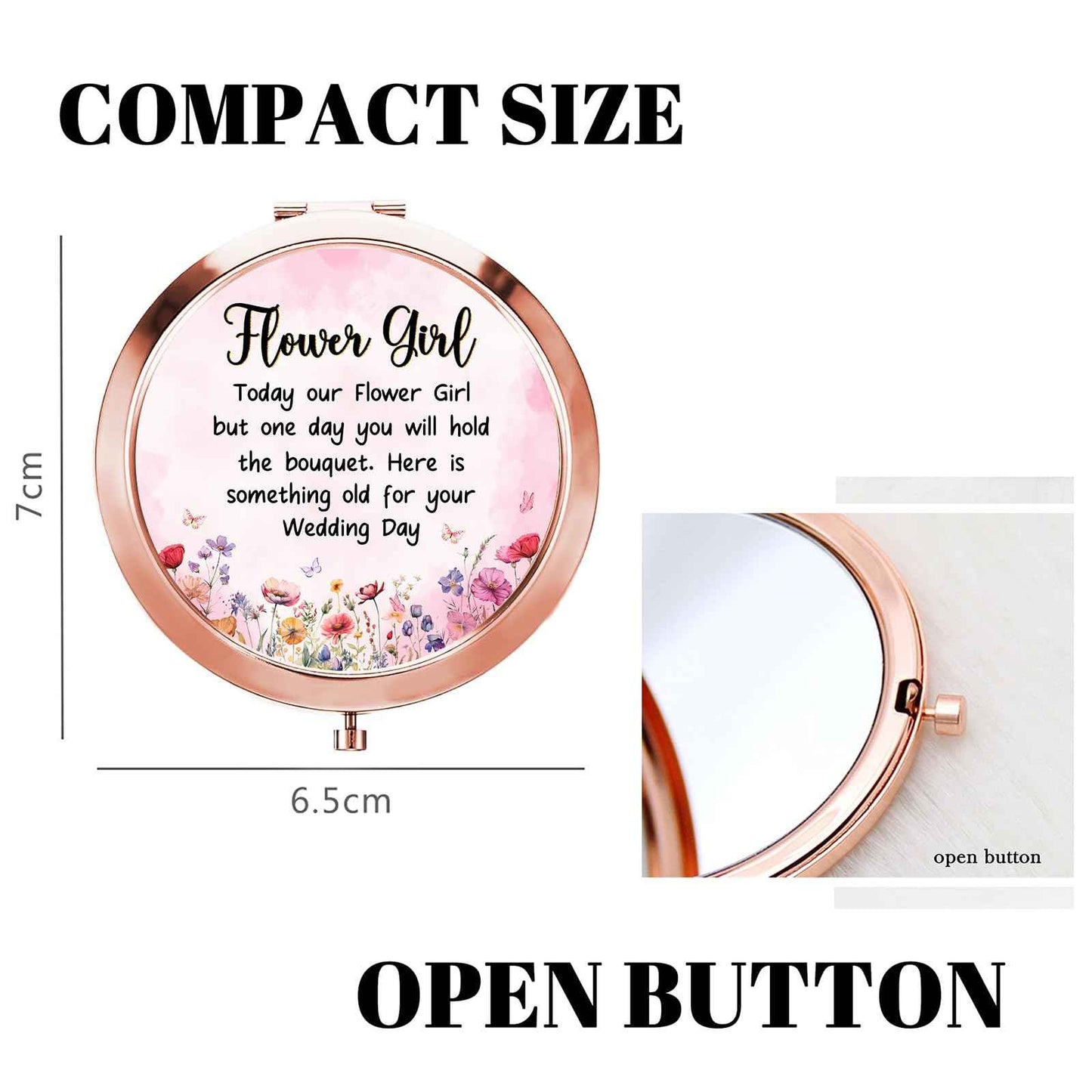 GAOLZIUY Flowers Girl Compact Mirror Proposal Gifts, Flower Girl Gift Makeup Mirror from Bride, Bridesmaid Gifts for Girls On Wedding Party