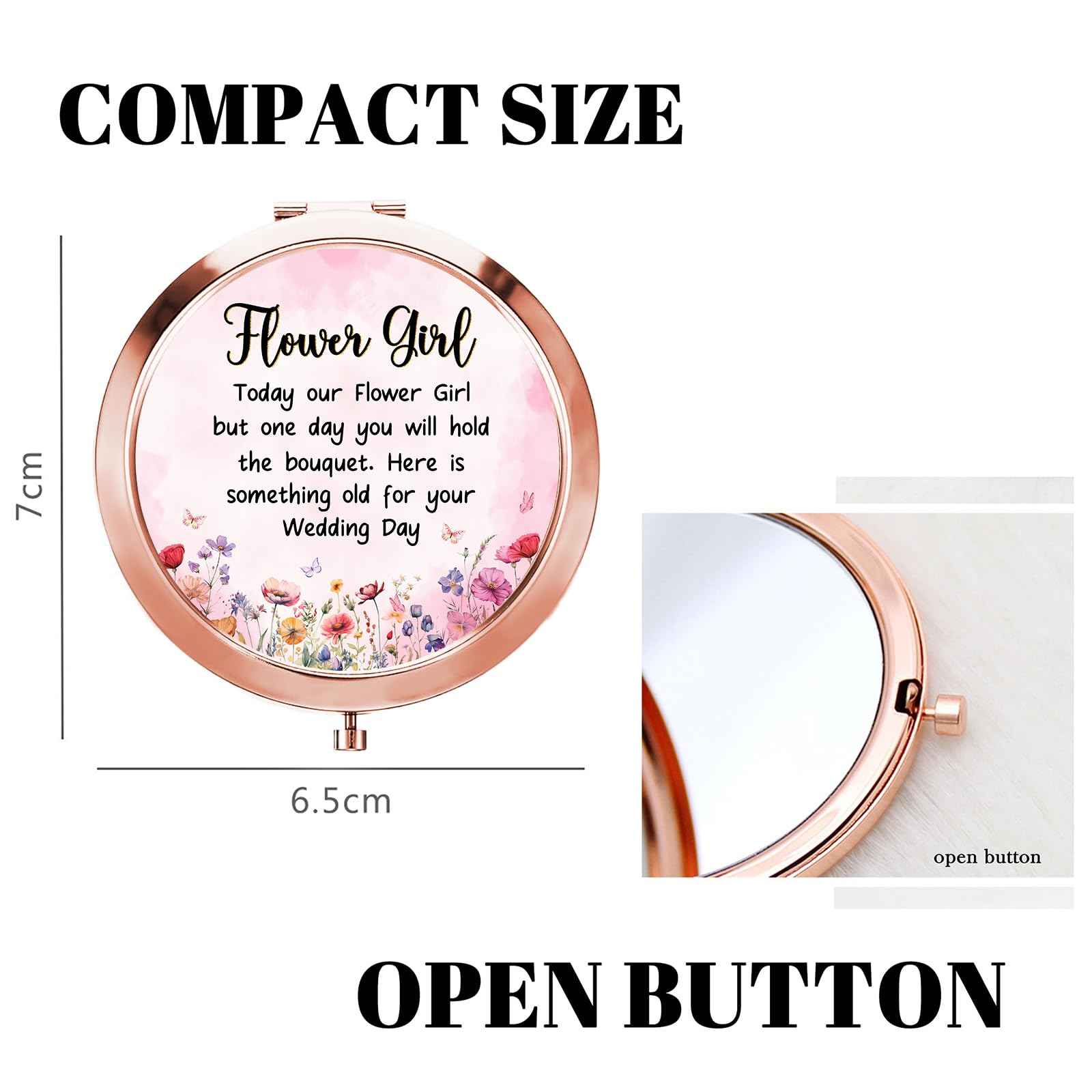 GAOLZIUY Flowers Girl Compact Mirror Proposal Gifts, Flower Girl Gift Makeup Mirror from Bride, Bridesmaid Gifts for Girls On Wedding Party