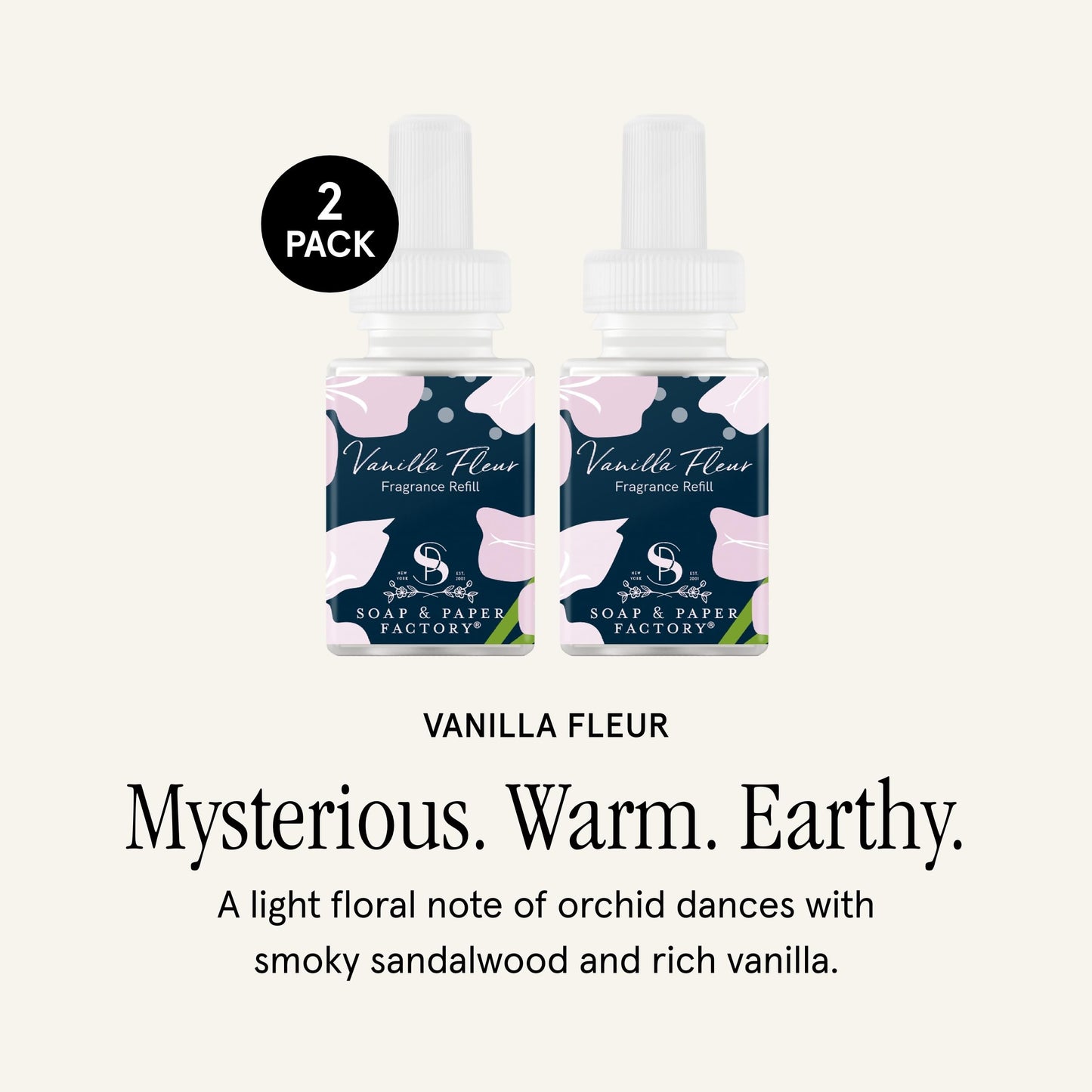 Pura and Soap & Paper Factory Home Scent Refill - Smart Air Diffuser - Up to 120-Hours of Luxury Fragrance per Refill - Home Essential - Clean & Safe Diffuser Fragrance - 2 Pack, Vanilla Fleur