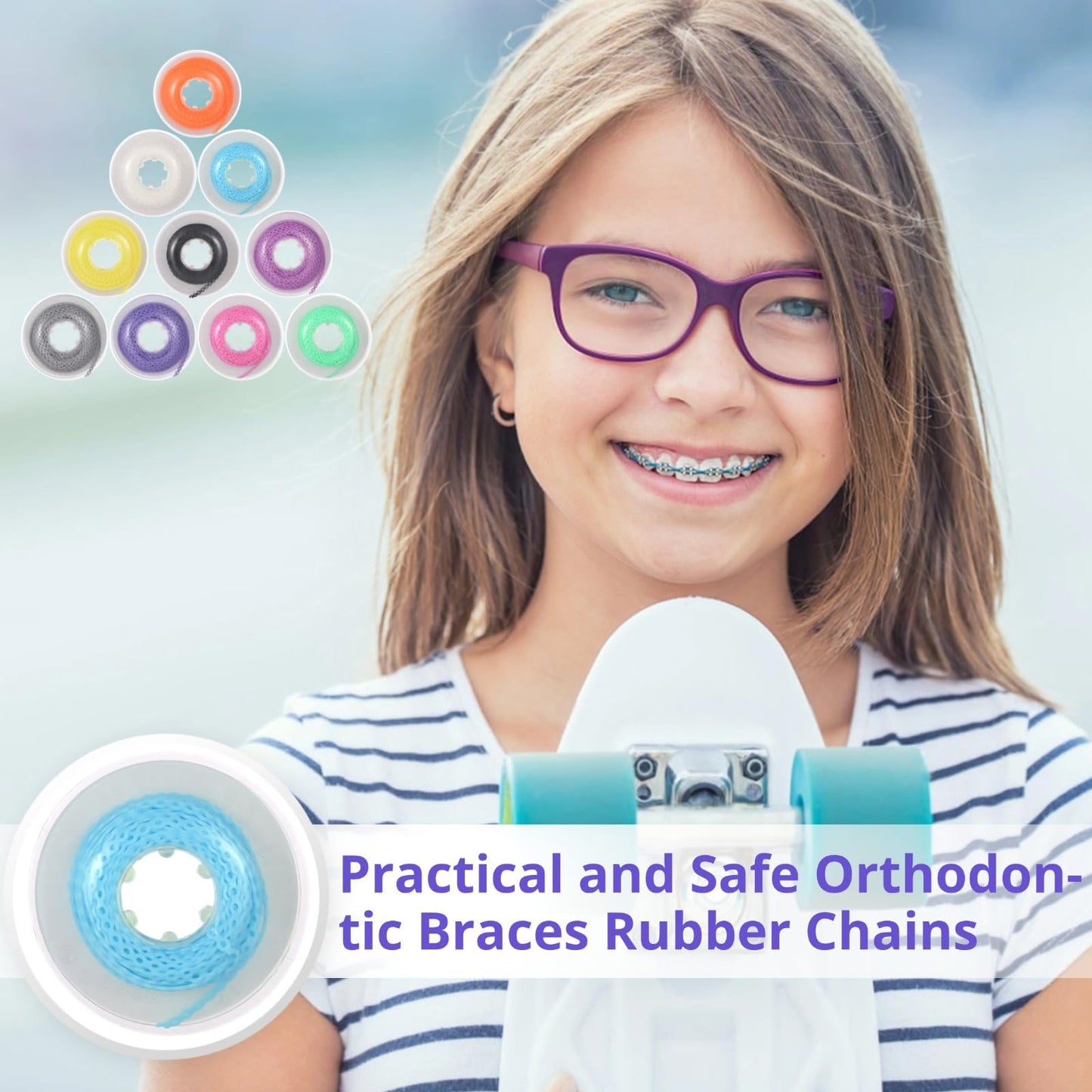 10 Rolls Orthodontic Braces Rubber Chains, Orthodontic Rubber Chains, Braces Power Chains Consisted Force