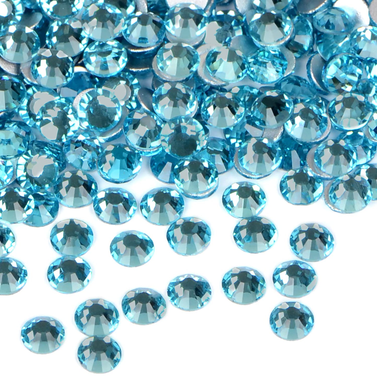 1440PCS Art Nail Rhinestones Non Hotfix Glue Fix Round Crystals Glass Flatback for DIY Jewelry Making with one Picking Pen (ss16 1440pcs, Aquamarine)