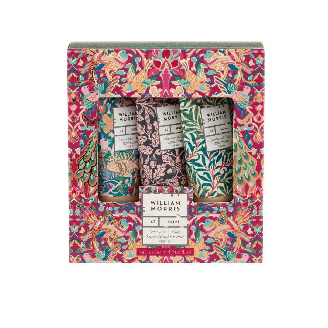 Heathcote & Ivory William Morris At Home Peacock-Three Hand Creams 3x30ml - Nourishing Trio for Soft and Supple Hands! Moisturizing Hand Cream Set, Gift-Worthy Packaging