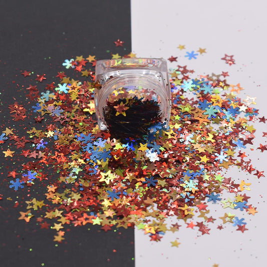 10 Grams/Pack - Christmas Holiday Snowflake Hollow Star Mixes Series Glitter - Festival Rave Beauty Makeup Face Body Nail Art Craft Tumbler Decoration CH137