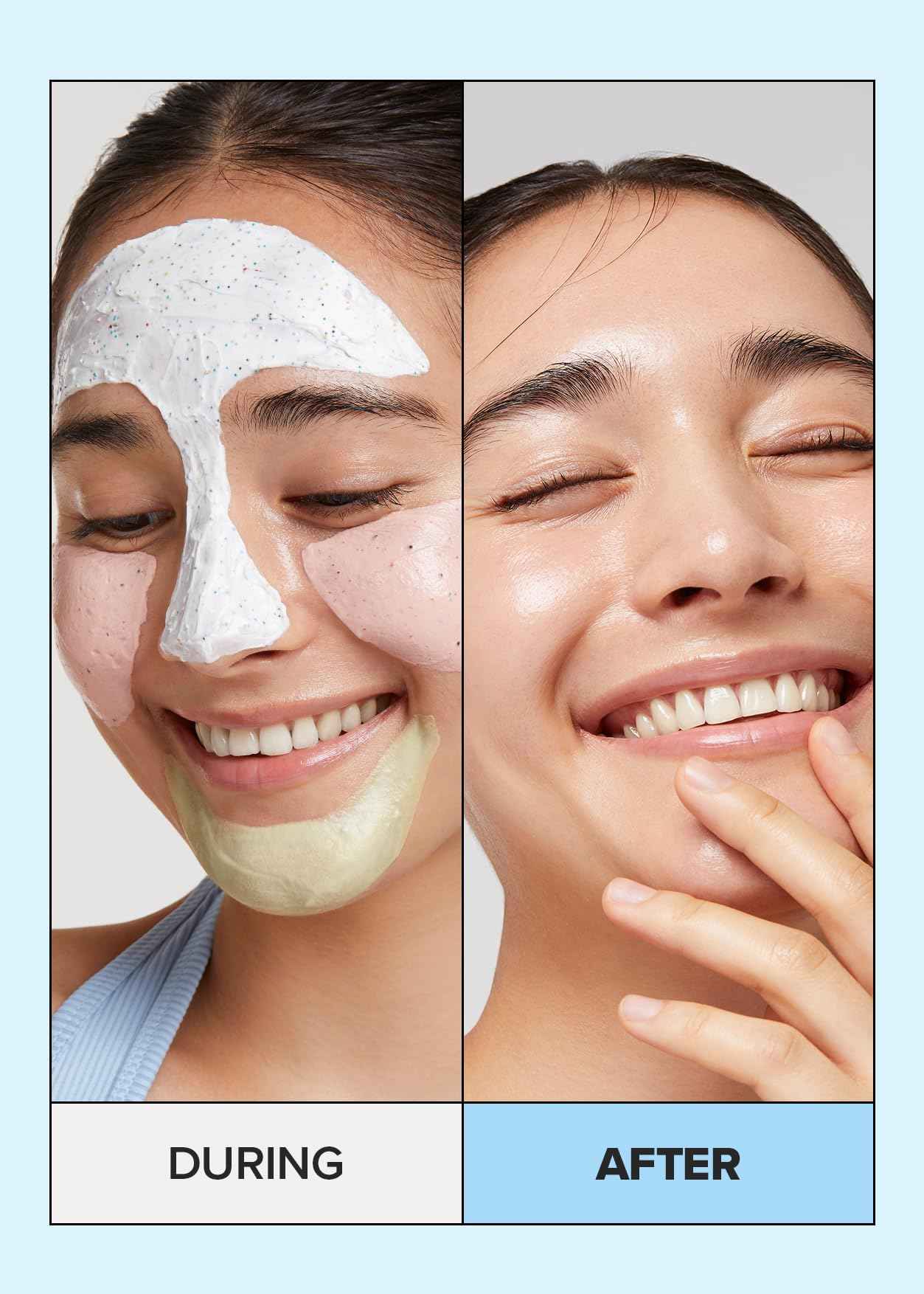 I DEW CARE Wash-off Masks with Headband Set - Scoop Party + 2-in-1 Cleansing Firming Silicone Mask Brush Bundle