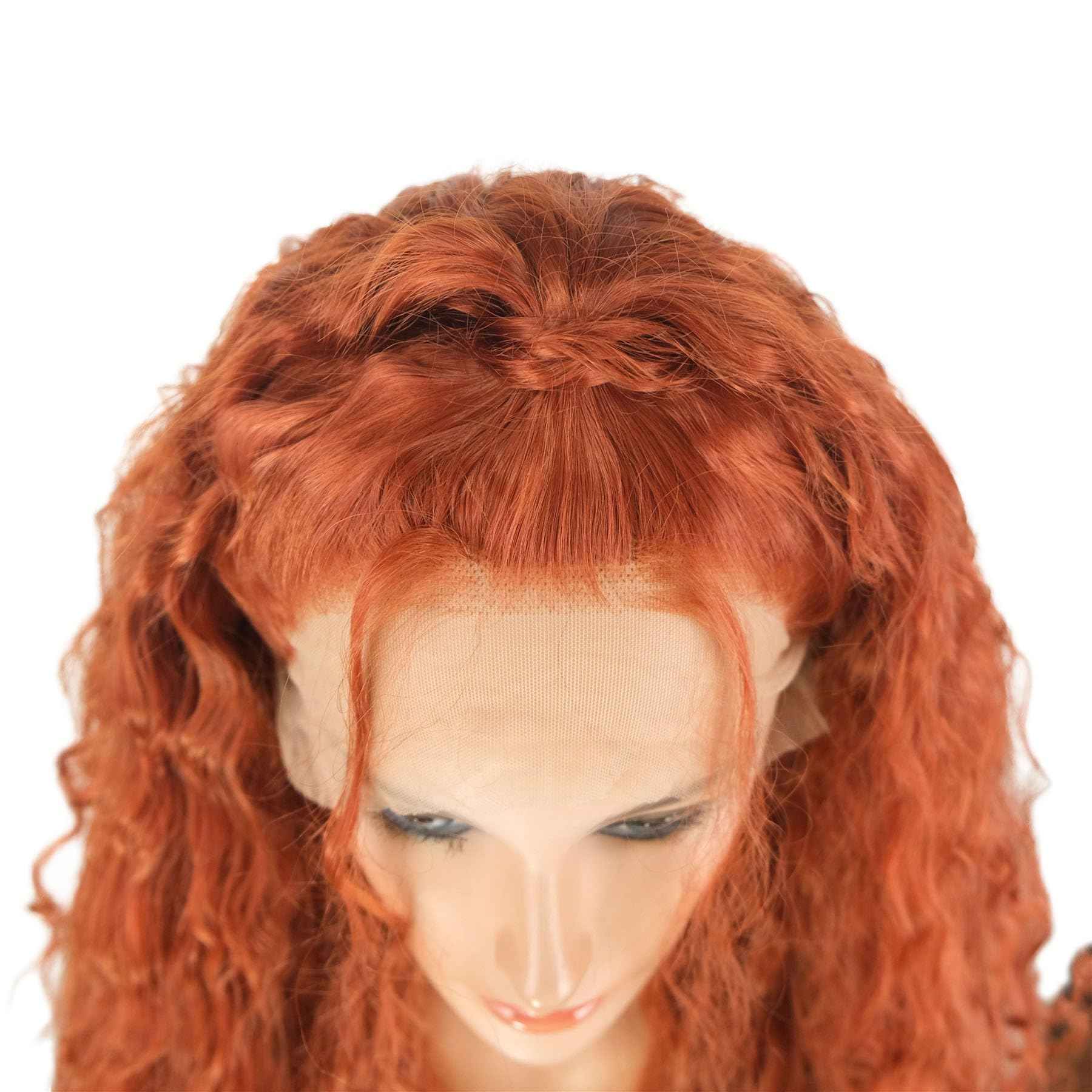 Wiginway Long 28 Inches Lace Front Wigs Orange Hair Women Freestyle Wig Heat Resistant