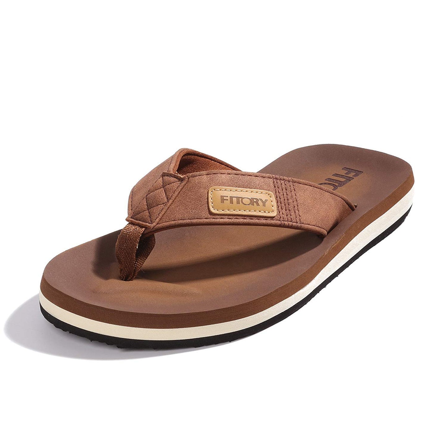 FITORY Men's Flip-Flops, Thongs Sandals Comfort Slippers for Beach Tan Size 6