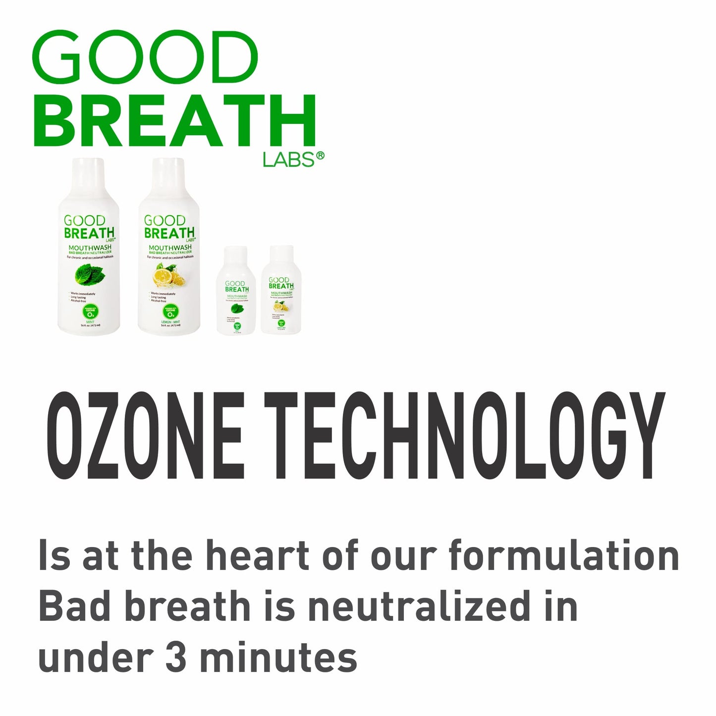 Goodbreath Mouthwash - Mint Mouth Rinse for Chronic Halitosis - New Ozone Technology Oral Rinse - Halitosis Treatment & Bad Breath Neutralizer - Mouthwash for Gum Diseases - Alcohol-Free | 2 Pack