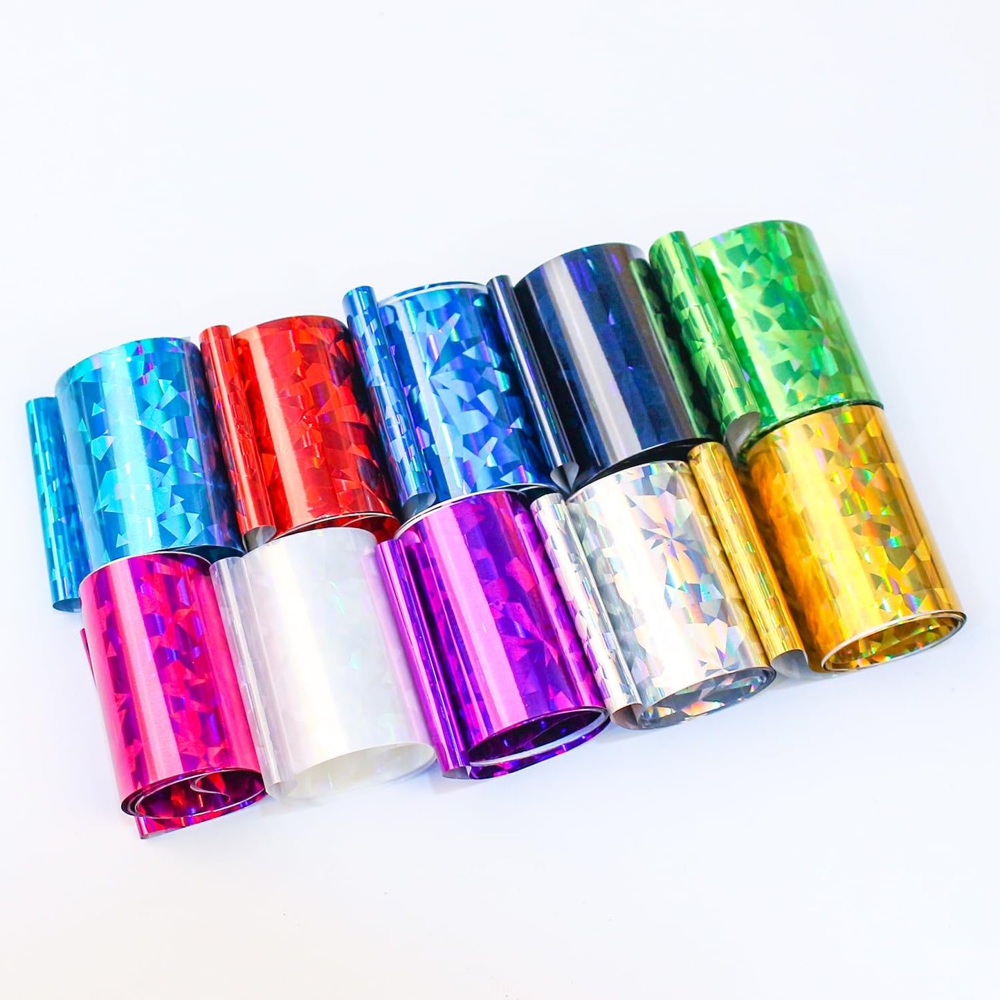 DANNEASY 10 Roll iridescent Cellophane Nail Foil Transfer Holographic Nail Foils Sheets Aurora Glass Nail Stickers Starry Sky Nail Art Foil Nail Glitter Nails Design 3D Nail Decoration