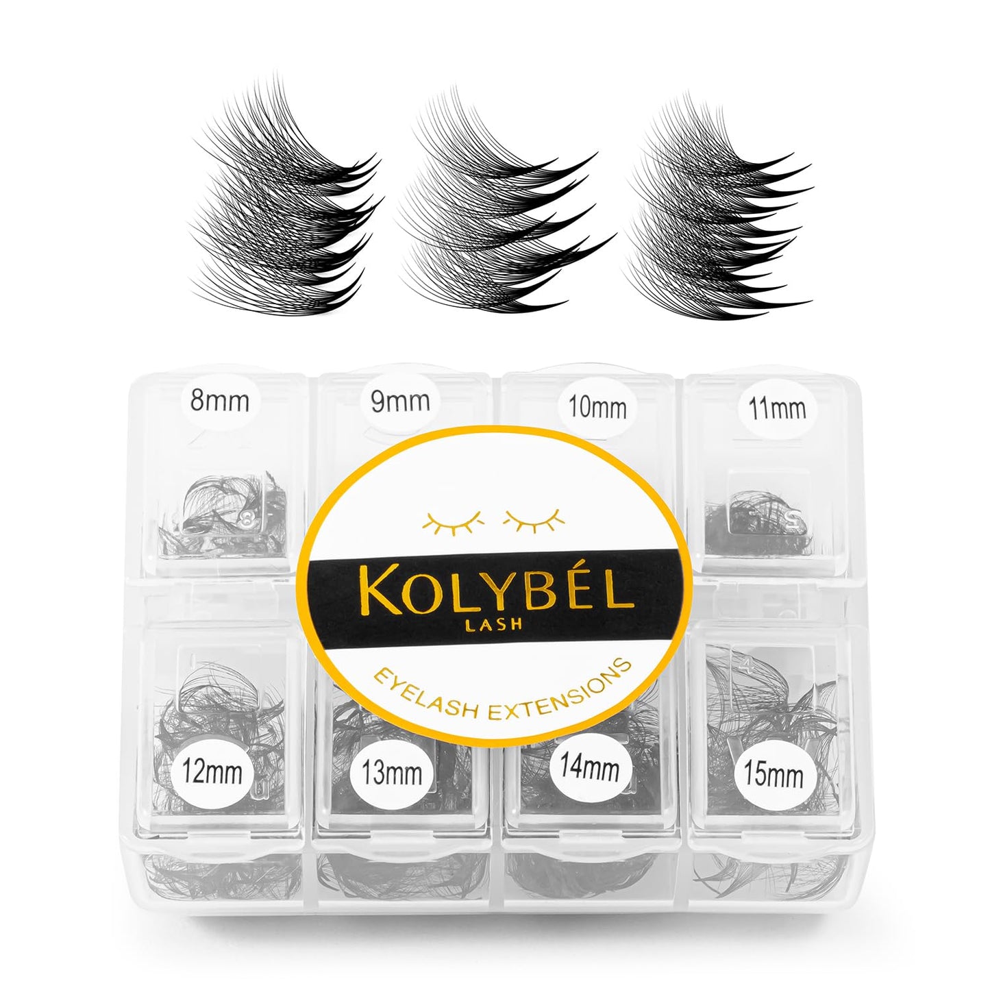 Premade Fans Eyelash Extensions 600 Fans 5D Handmade Volume Lashes Extensions 0.07mm Thickness 8-15mm C Curl Premade Volume Eyelash Extension Middle Stem Promade Lashes(600Fans-5D-0.07C,8-15mm)