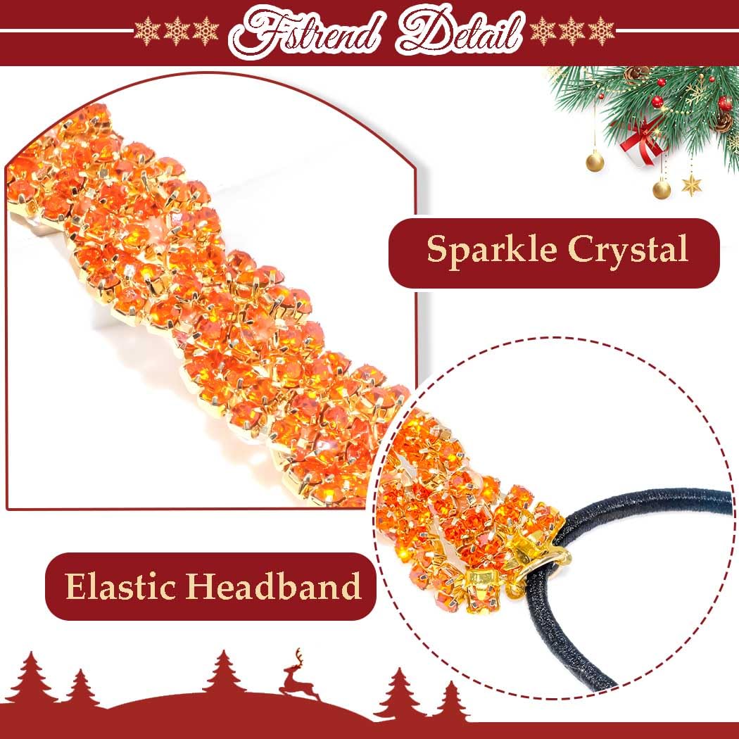 Fstrend Crystal Hairbands Rhinestone Headband Multicolors Boho Sparkle Head Chain Headpieces for Women (Colors C)