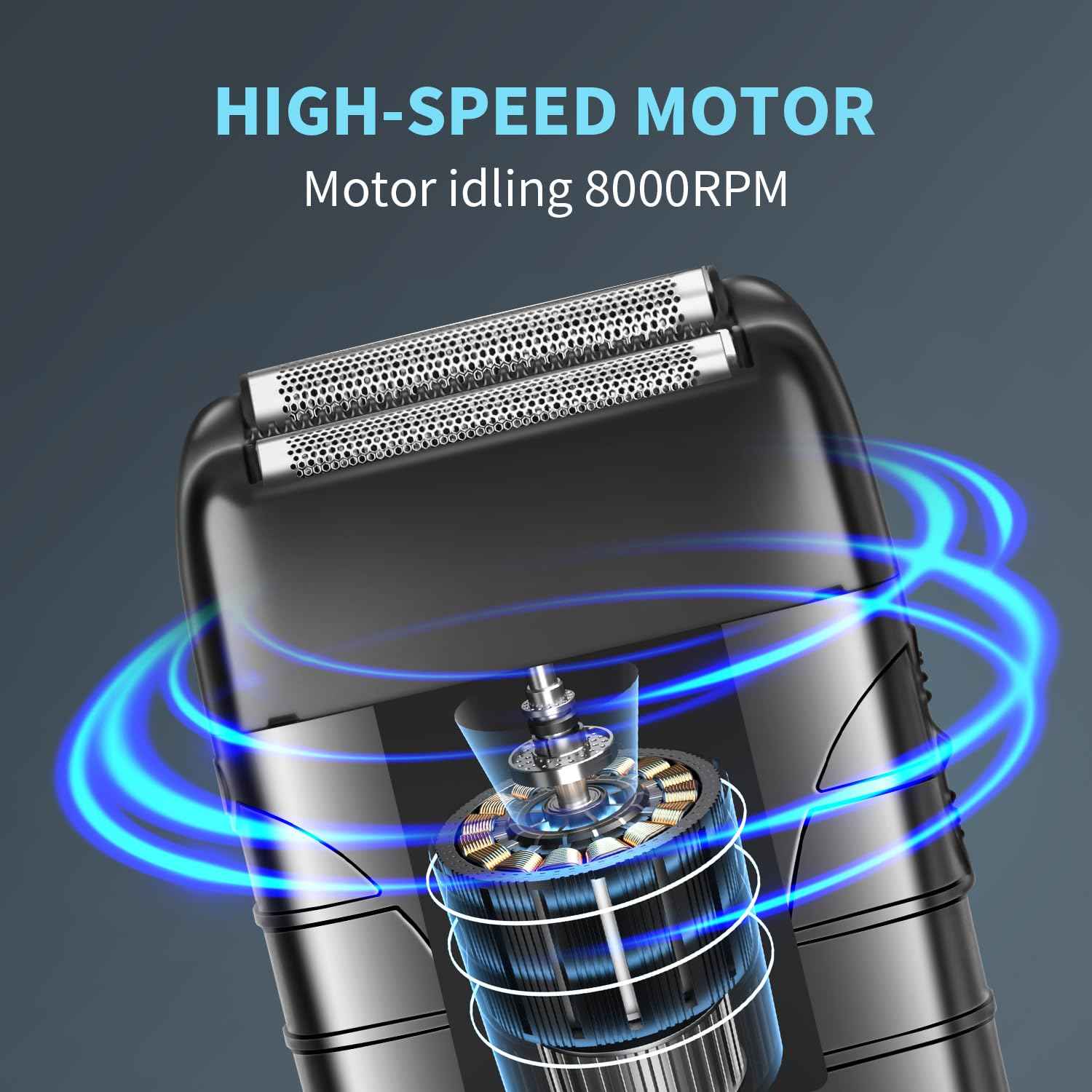 KEMEI Professional Electric Foil Shaver for Men, Beard Trimmer & Men's Grooming Tool, Foil Shaving and Bald Head Precision Trimmer. Cordless and Rechargeable with USB. Gifts for Men