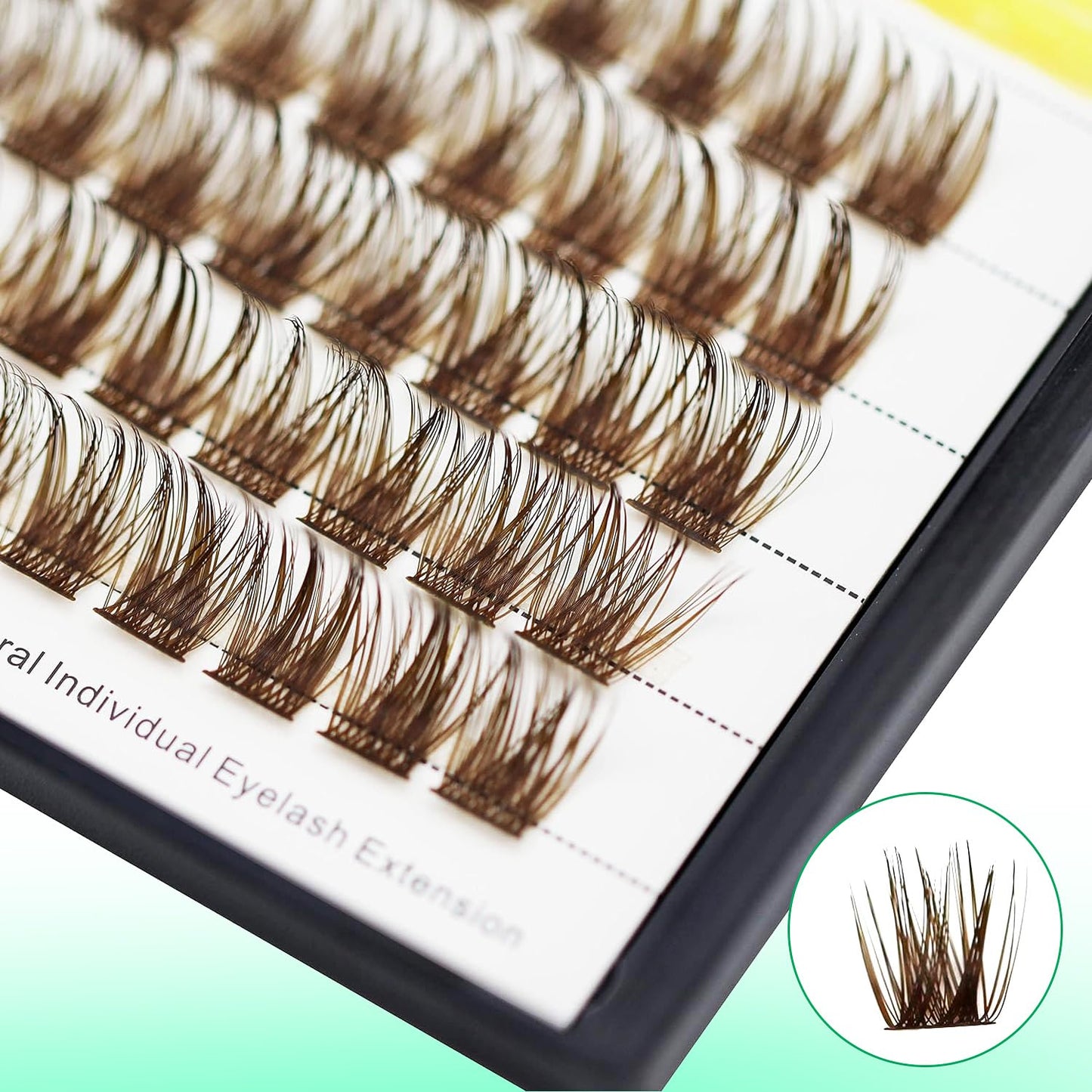 Bodermincer 120 Clusters 10mm+12mm/12mm+14mm/14mm+16mm Mixed Wide Cluster False Eyelash Individual Cluster EyeLashes Grafting Fake False Eyelashes Eyelash Extension (Brown 14mm+16mm Mixed)