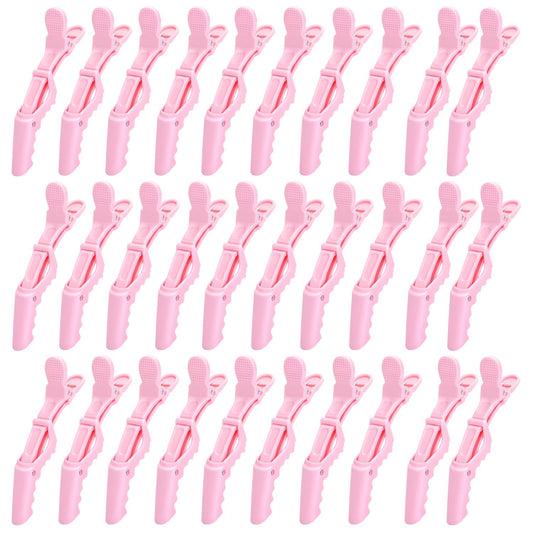 30 Pcs Alligator Hair Clip for Styling Sectioning - Salon Hair Clip for Thick Hair, Plastic Hair Styling Clip with Wide Teeth & Double-Hinged Design (Pink)