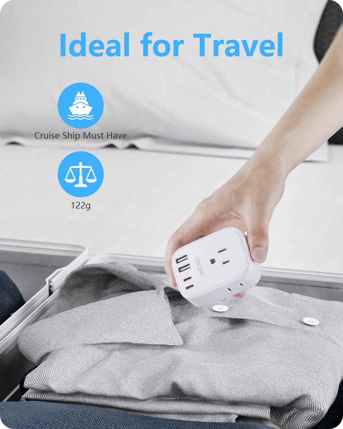 LENCENT US to UK Ireland Travel Plug Adapter, Grounded Type G Outlet Adaptor with 4 USB Charger(2 USB C), 4 Outlets Converter for USA to Dubai Scotland British London England Hong Kong Irish Qatar