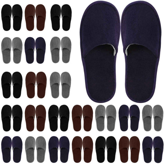 Geyoga 24 Pairs Disposable Slippers for Guests Bulk 2 Size Cotton Hotel Spa House Slippers for Graduation Wedding Party Shoeless Home Travel Individually Wrapped(Dark Colors)