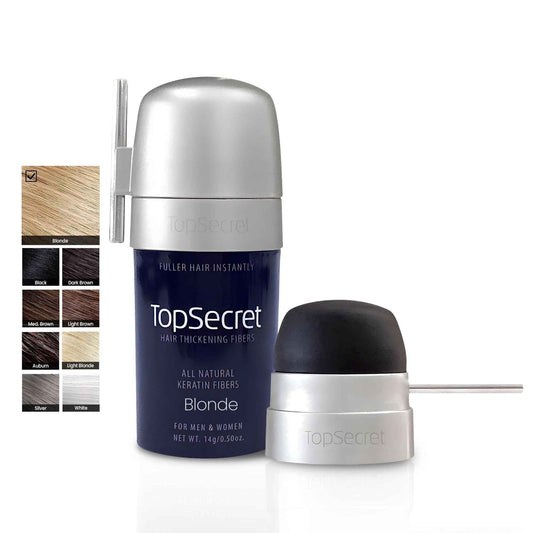Top Secret Hair Thickening Building Fibers Applicator Included - Undetectable & Natural Hair Filler for Men & Women - Instantly Fill In Thinning Hair - Weather & Sweat Resistant (Blonde, Regular)