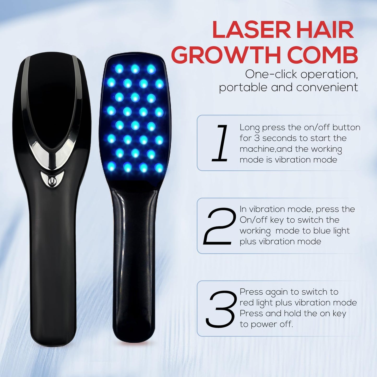 Laser Hair Growth Comb, Laser Hair Growth Device Electric Scalp Massager for Hair Growth,Stimulates Hair Growth Comb Brush Thinning Hair Treatment Laser Therapy Comb