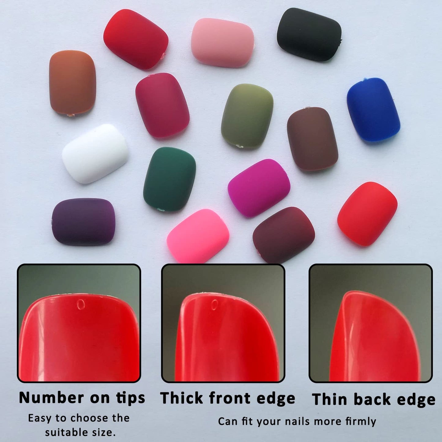 LoveOurHome 576pc Matte Press on Nails Short Round Square Fake Nails Full Cover Acrylic Nails Press ons Nail XS Short Sqroval False Nails Kit Presson Artificial Fingernails for Women Girls Kids