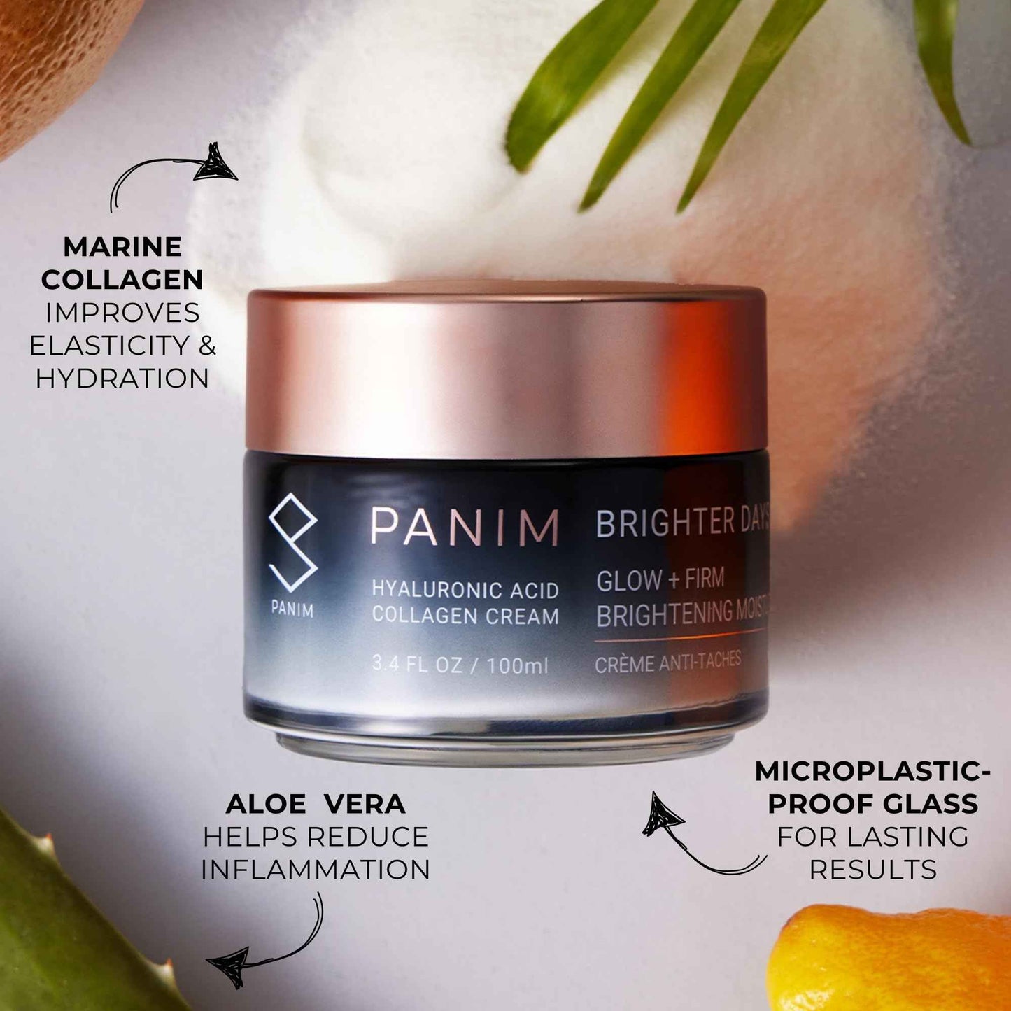 PANIM Brighter Days Collagen Cream for Face – Anti-Aging Face Cream with Marine Collagen, Hyaluronic Acid, Niacinamide. Firms & Brightens, Fades Dark Spots, Wrinkles, Dull Skin 3.4 fl oz