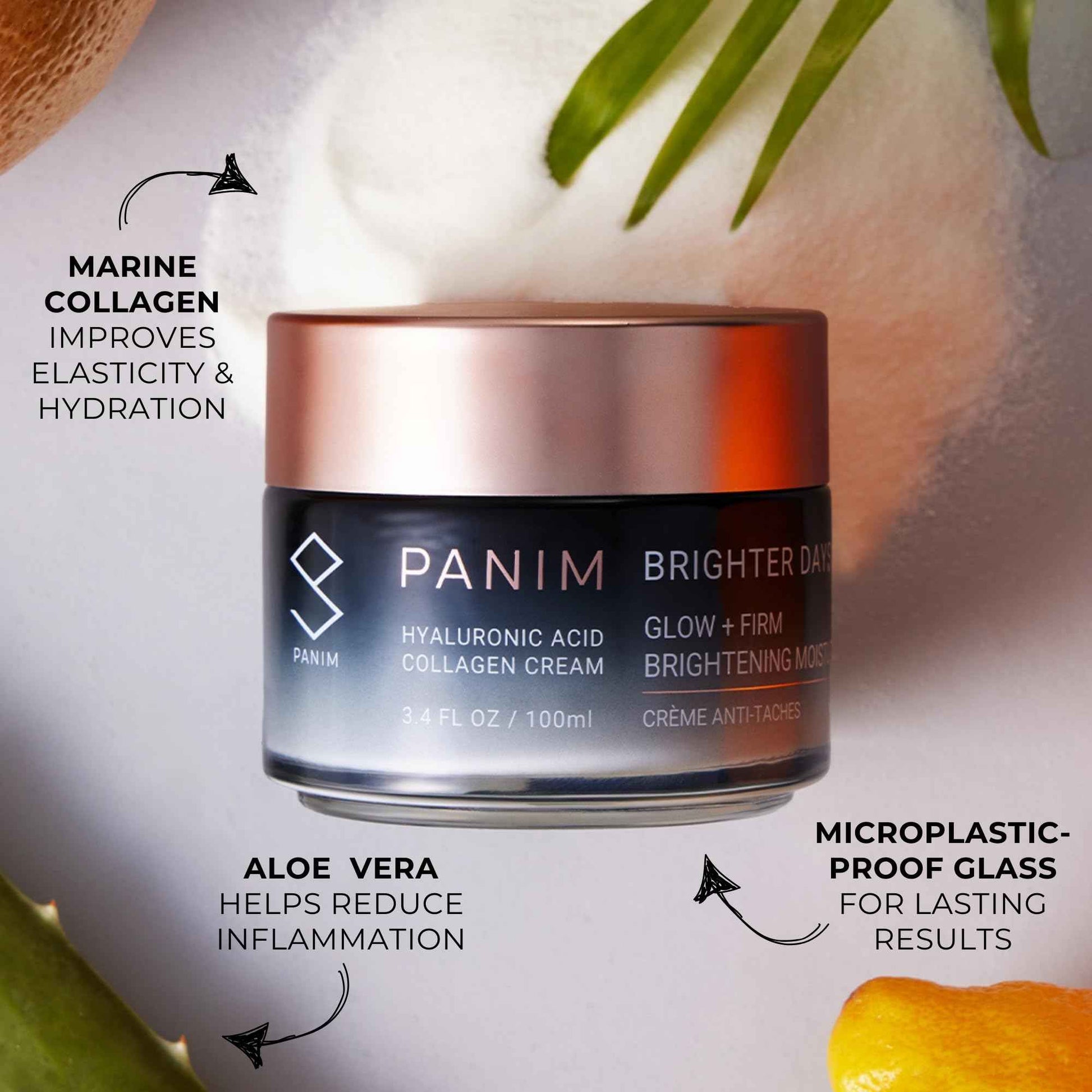 PANIM Brighter Days Collagen Cream for Face – Anti-Aging Face Cream with Marine Collagen, Hyaluronic Acid, Niacinamide. Firms & Brightens, Fades Dark Spots, Wrinkles, Dull Skin 3.4 fl oz