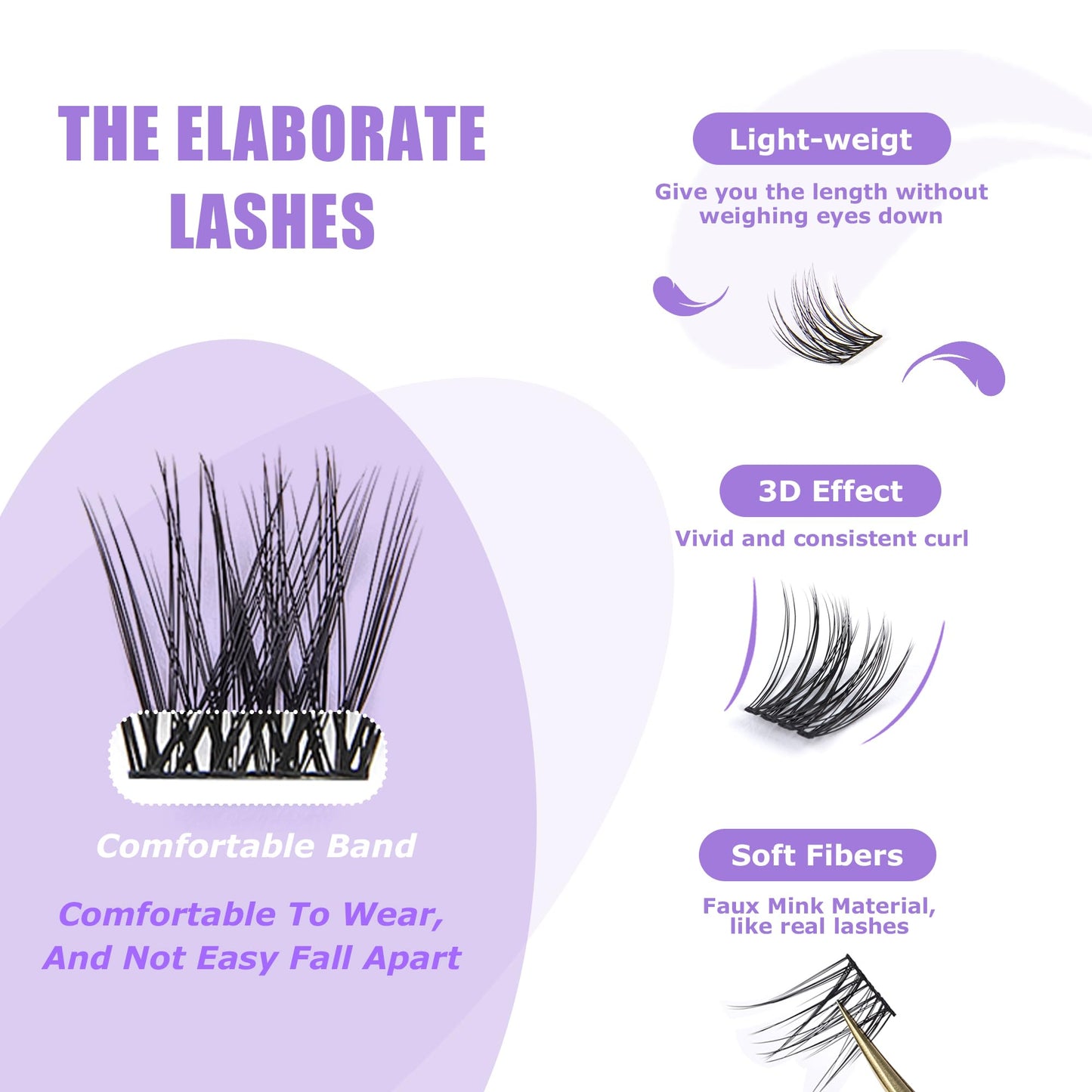 GAQQI Lash Clusters, Eyelash Clusters 120PCS C Curl Individual Lashes, Wispy Cluster Eyelash Extension 10mm Only, Natural Looking Cluster Lashes （GQ19, C Curl, 10mm)