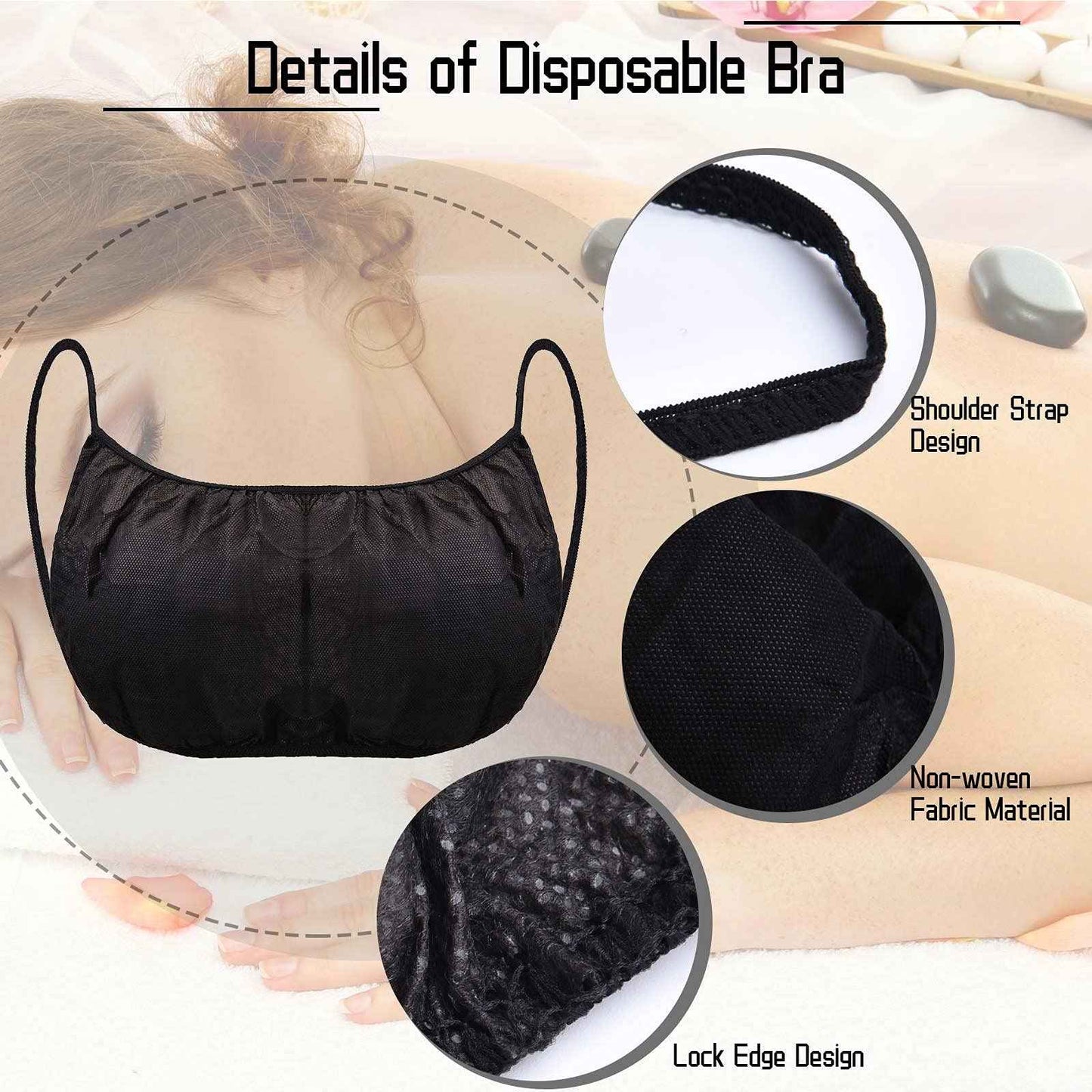 60 Pieces Disposable Bras Black Disposable Bra Disposable Spa Bras Women's Disposable Sunless Spray Tan Top Underwear Brassieres for Spray Tanning