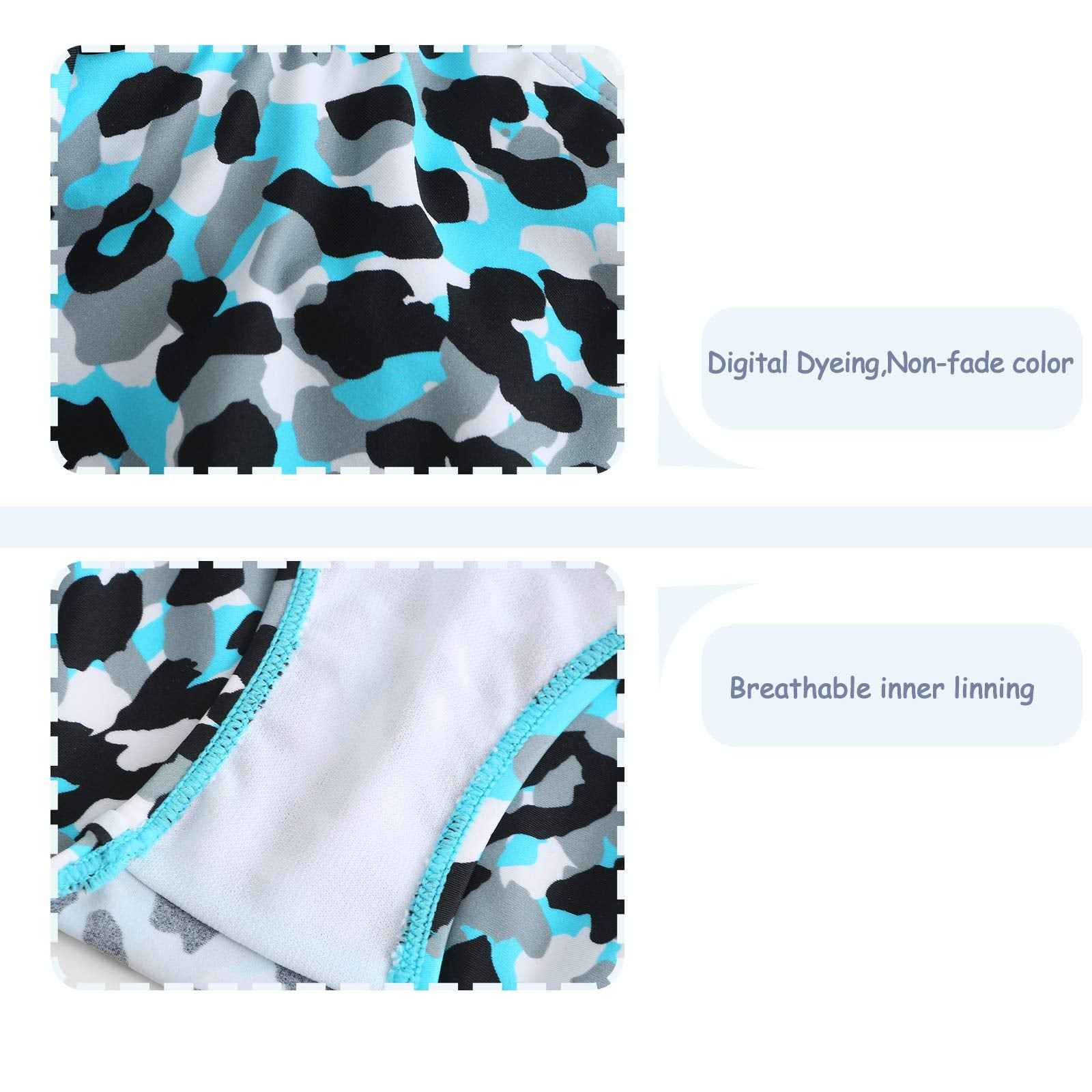 Girls Two Piece Swimsuits Bikini Bathing Suit Hawaiian Ruffle Swimwear Set for Kids Blue Leopard Size 12/10-12