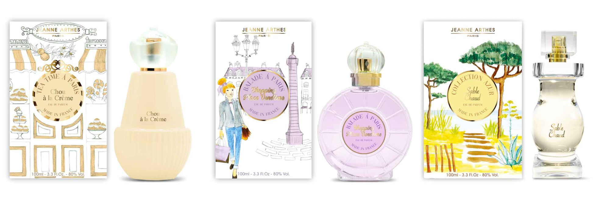 Jeanne Arthes – French Way of Life - Collection Azur - Sable chaud - Perfume for Women – Fruity & Floral Scent – Musk & Patchouli – Made in France – 3.3 Fl.Oz