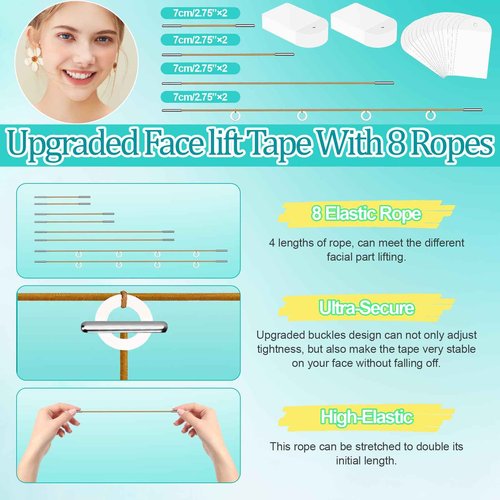 BAIGUOZH Face Lifting Tape, 120 Count Invisible Face Lift Tape for Forehead Cheek Jaw, Medical Grade Facial Tapes to Lift Skin, Instant Firming Under Makeup, Hypoallergenic & Reusable