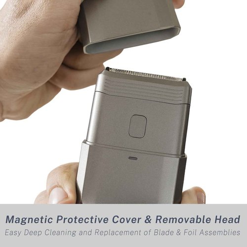 Electric Razors for Men Face - Compact Travel Electric Foil Shavers for Mens Bald Head - Small Portable Face and Head Shavers IPX7 Waterproof Wet and Dry, Dual-Action Blades and USB-C Rechargeable