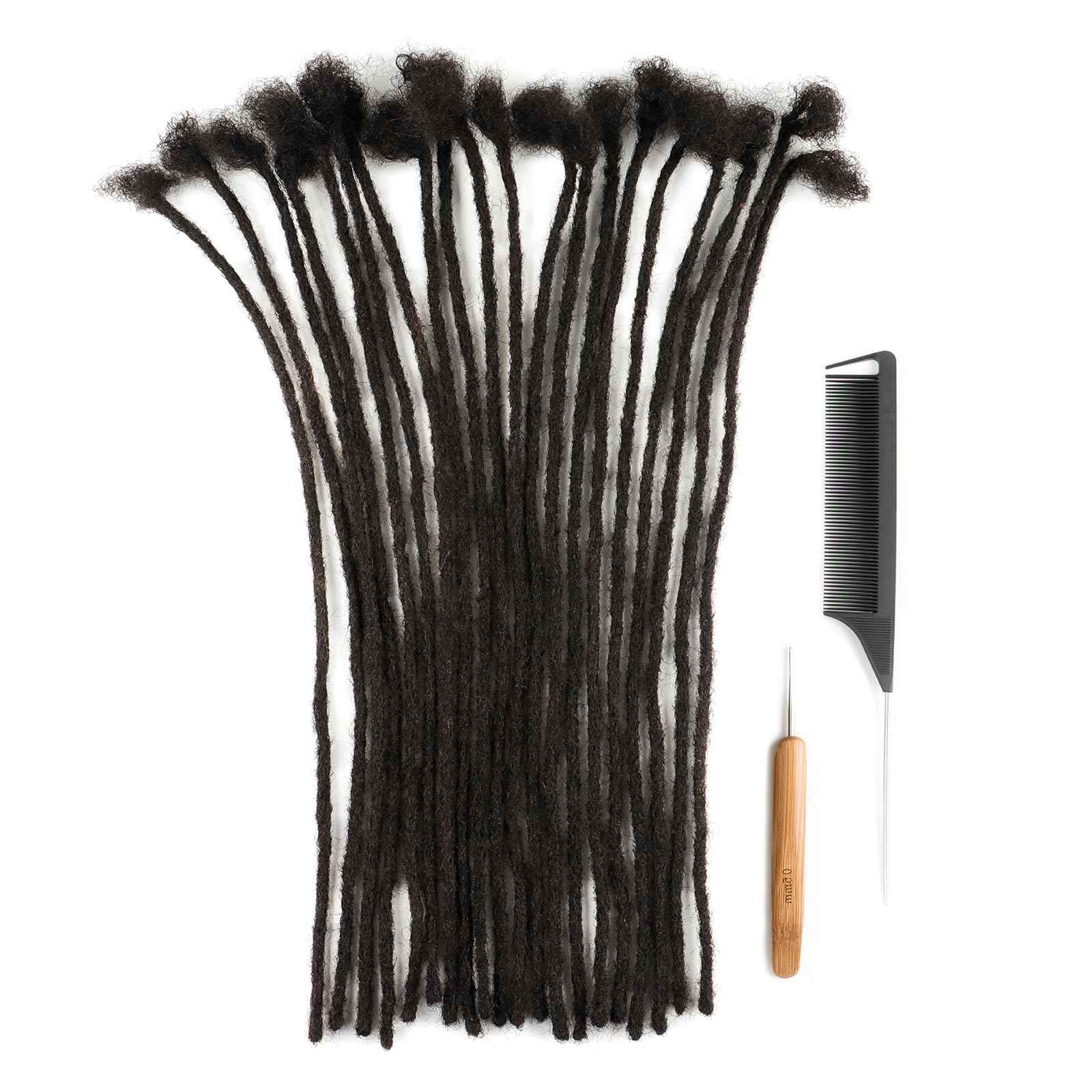 IIFLYDSFA 0.2cm Thickness loc Extensions Human Hair for Men/Women 14 Inch 20 Strands Human Hair Dreadlock Extensions Can Be Dyed and Bleached Soft Dreadlocks