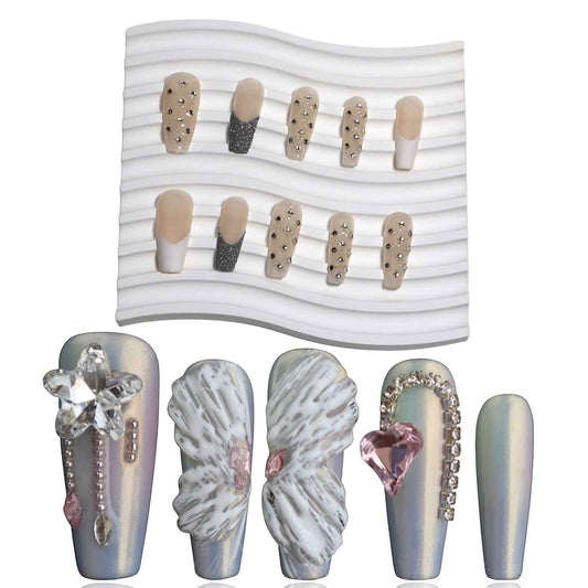 Handmade Press on Nails — COOLYOUNG Coffin Press on Nails, Press On Nails, Bundle Price of "Dream Angels" and "Starry Sky" (M)