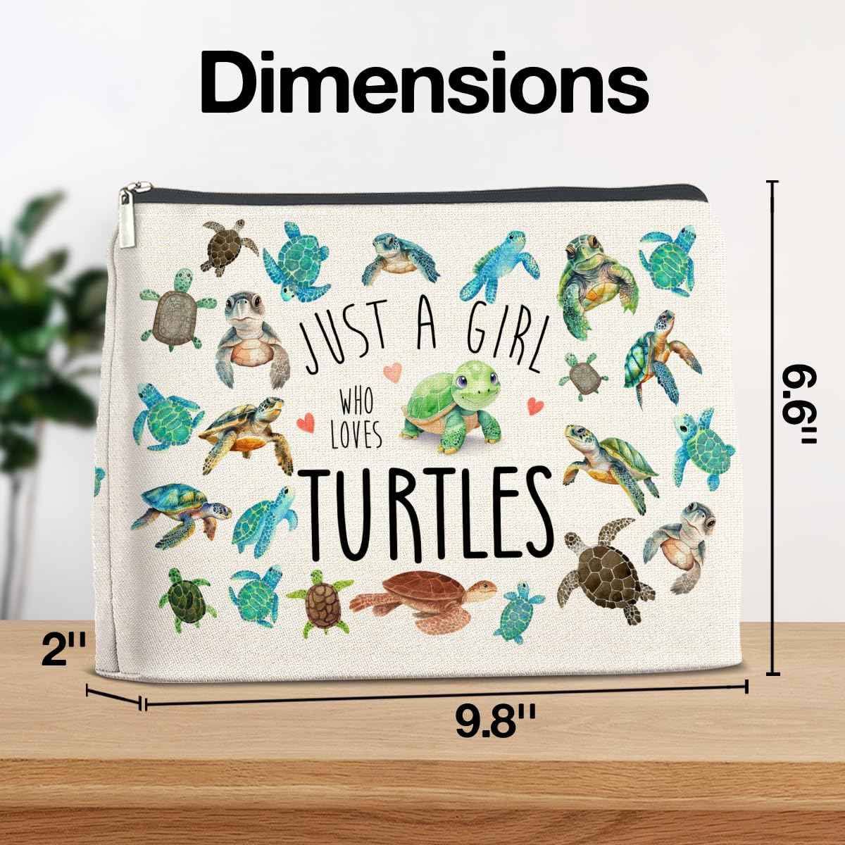 YeleY Sea Turtle for Women Turtle Lovers - Turtle Ideas - Turtle Lovers Makeup Bag for Teen Girl - Just a Girl Who Loves Turtles Cosmetic Bag Makeup Zipper Pouch