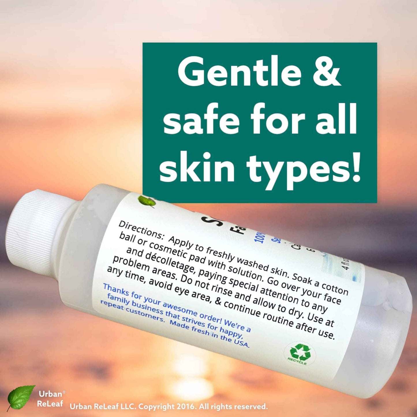 Urban ReLeaf Acne Solution Facial Toner! Sea Salt & Tea Tree. Soothe Skin, Calm breakouts. 4 oz. Gentle Effective. 100% Natural & Soothing. Reduce The Appearance of pores. (Pack of 2)