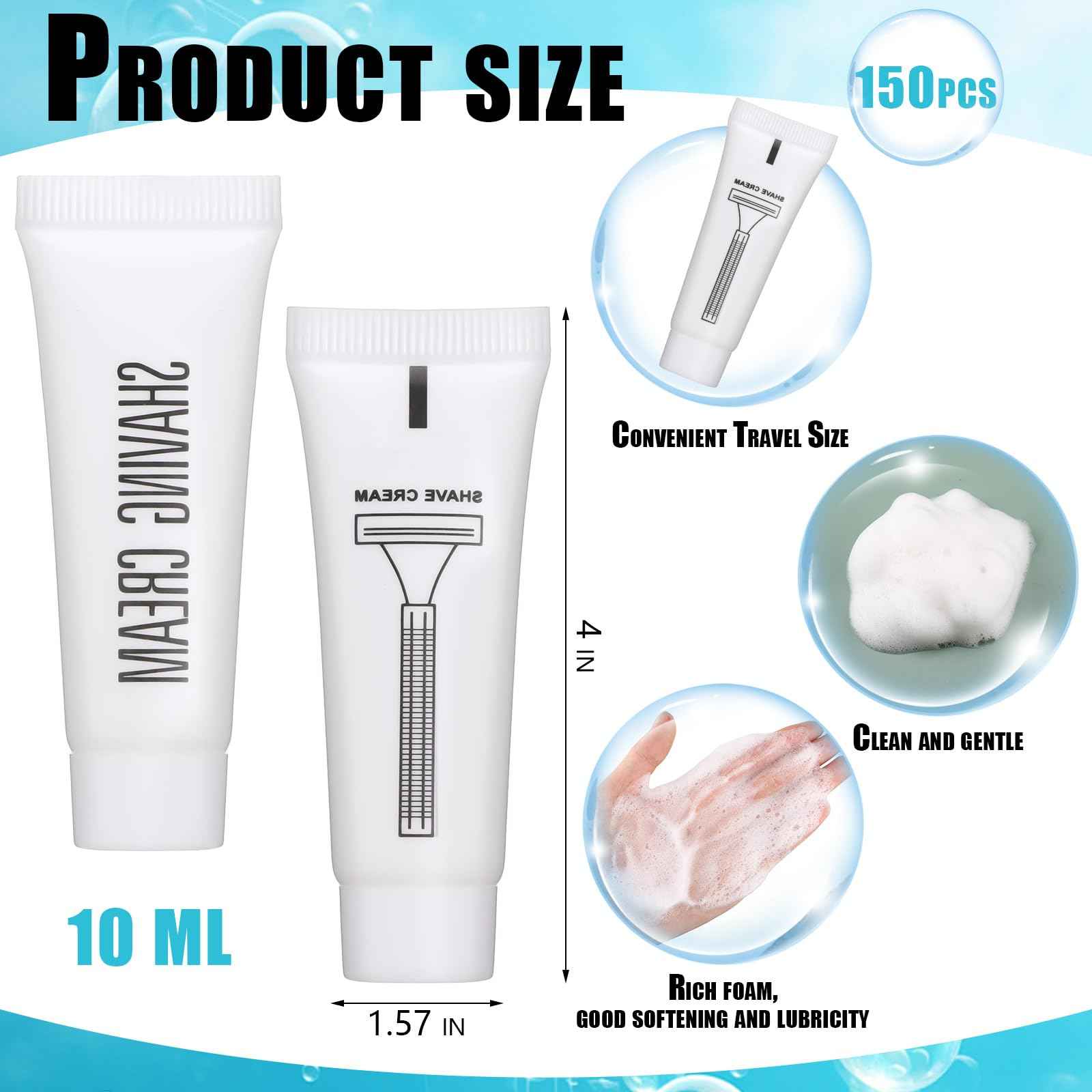Viozakanry Disposable Shaving Cream Bulk Travel Size 10 Ml/ 0. 35 Fl. oz Shave Cream for Hotel Camping Travel Homeless Toiletries(150 Pcs)