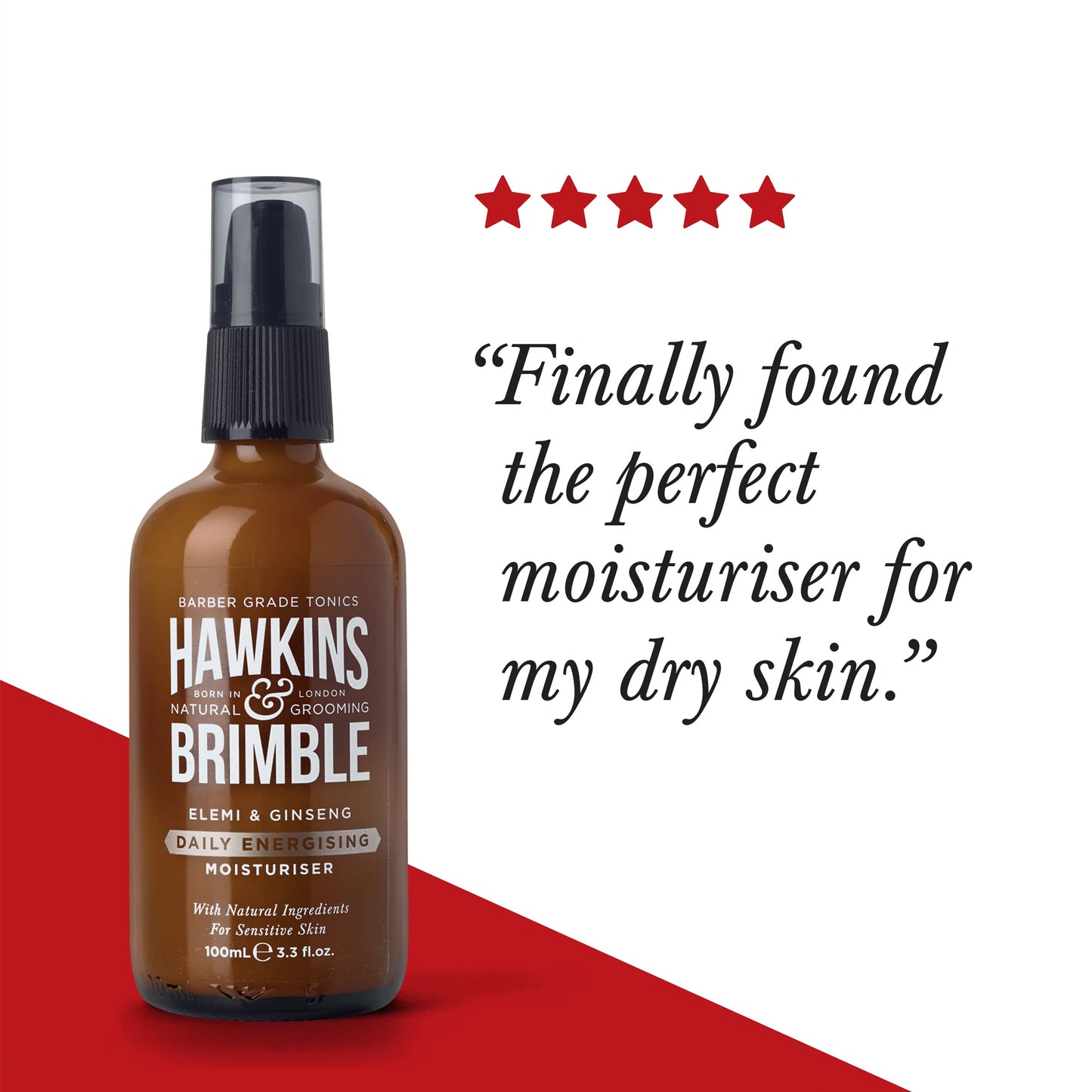 Hawkins & Brimble - Mens Face Moisturiser, 100ml - Daily Energising Face Moisturiser for Dry Skin, Hydrating & Sensitive Skin with Natural Ingredients - No Parabens/Animal Testing