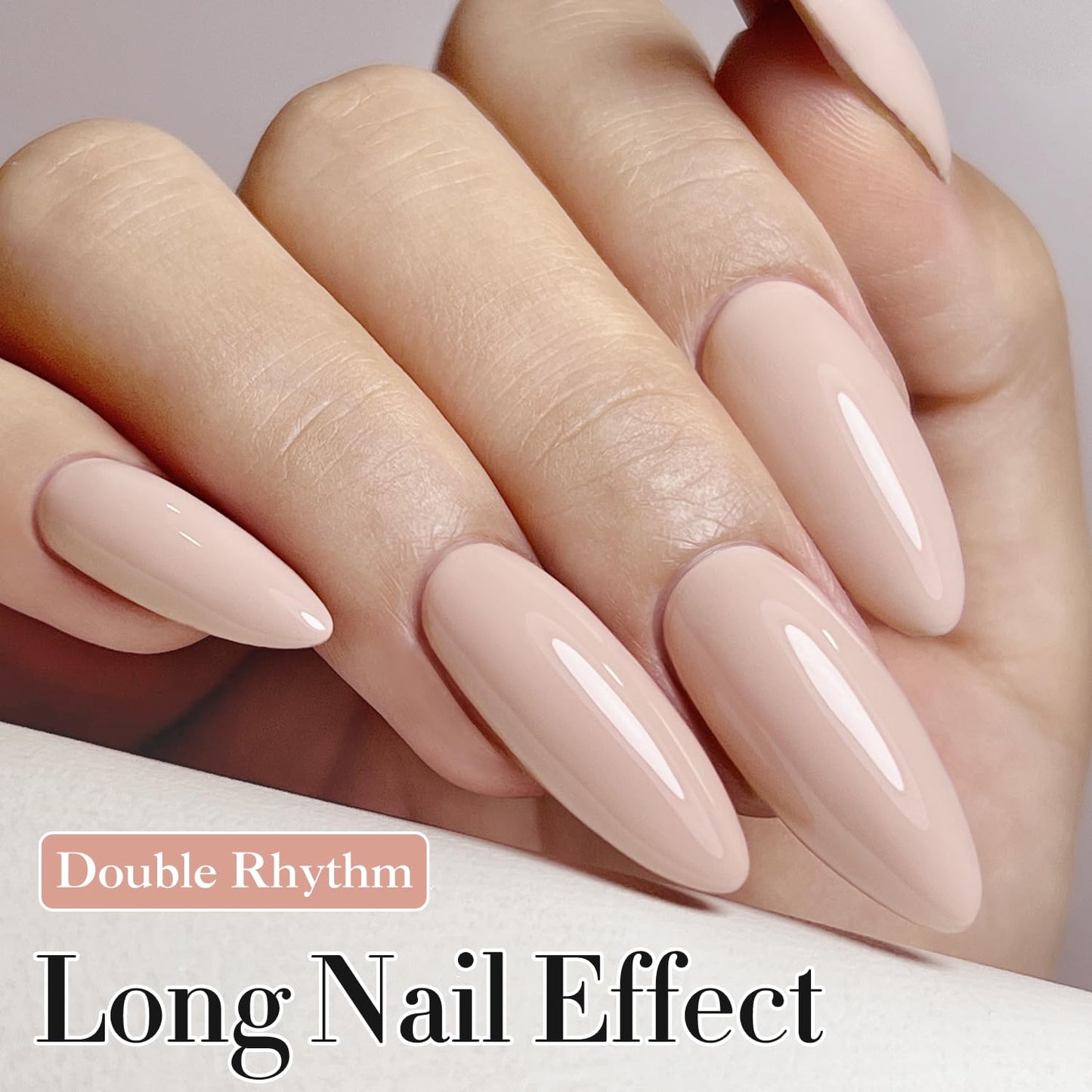 Double Rhythm Translucent Gel Polish Sheer Neutral Natural Light Milky Same Color Same Bottle 15ML Jelly UV Nail Polish Nail Art DIY at Home (Nude Beige-A1119)