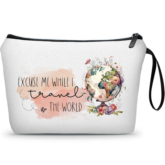 KONSOM Travel Gifts for International Travelers Women Female Friend Daughter Mom Sister Cosmetic Makeup Bag Organizer Christmas Birthday