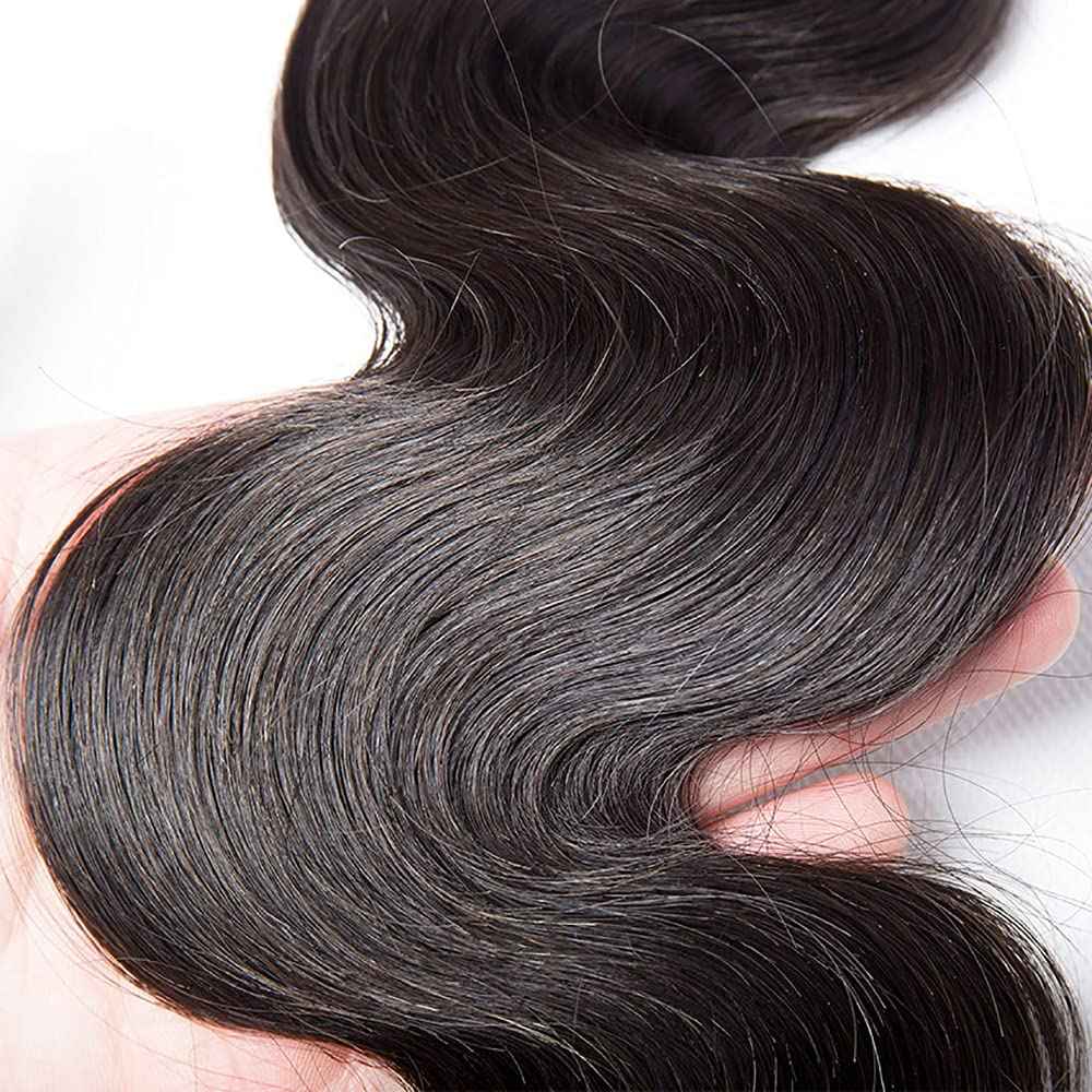 Human Hair Bundle Natural Black Body Wave Bundles 12 14 16 inch 100% Unprocessed Brazilian Virgin Hair 3 Bundles #1b Color Natural Black 150g