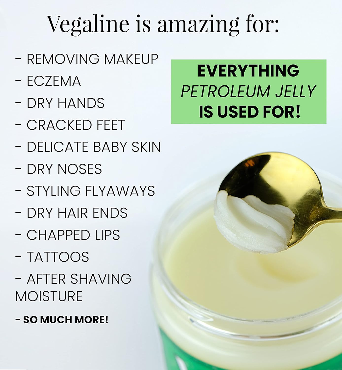 Vegaline - 100% Natural, Vegan & Hypoallergenic Alternative to Petroleum Jelly - Lips, Hands, Baby, Makeup Remover and More (4 oz)