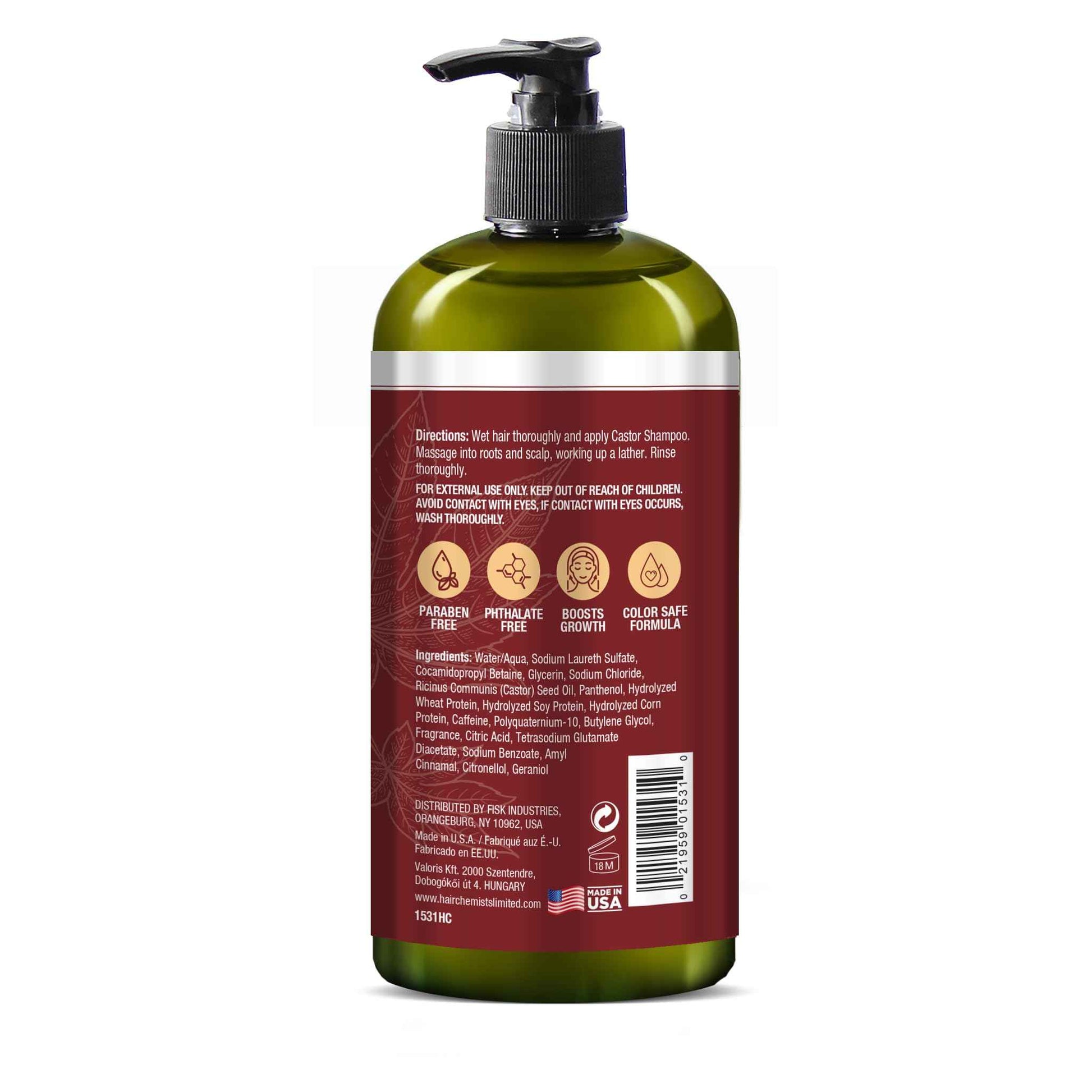 Hair Chemist Castor Pro-Growth Shampoo 33.8 oz. AND Conditioner 33.8 oz. 2-PC Boxed Gift Set - Made with Natural Castor Oil for Hair Growth, Sulfate Free Shampoo & Conditioner Set