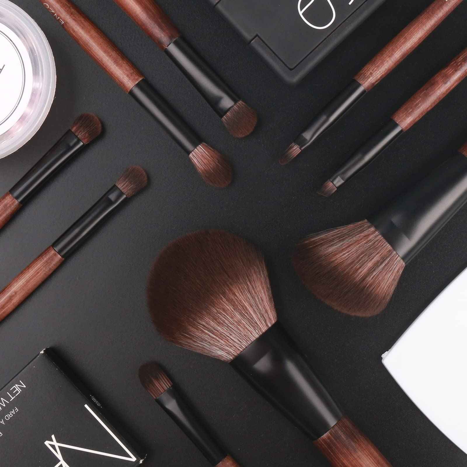 Bamboo Makeup Brushes Set Professional, Sable Makeup Brush Set with Case by Luxury ENZO KEN, Cosmetic Brushes Makeup Set, Make up Brushes Set Professional, Natural Hair Makeup Brush Set Professional.