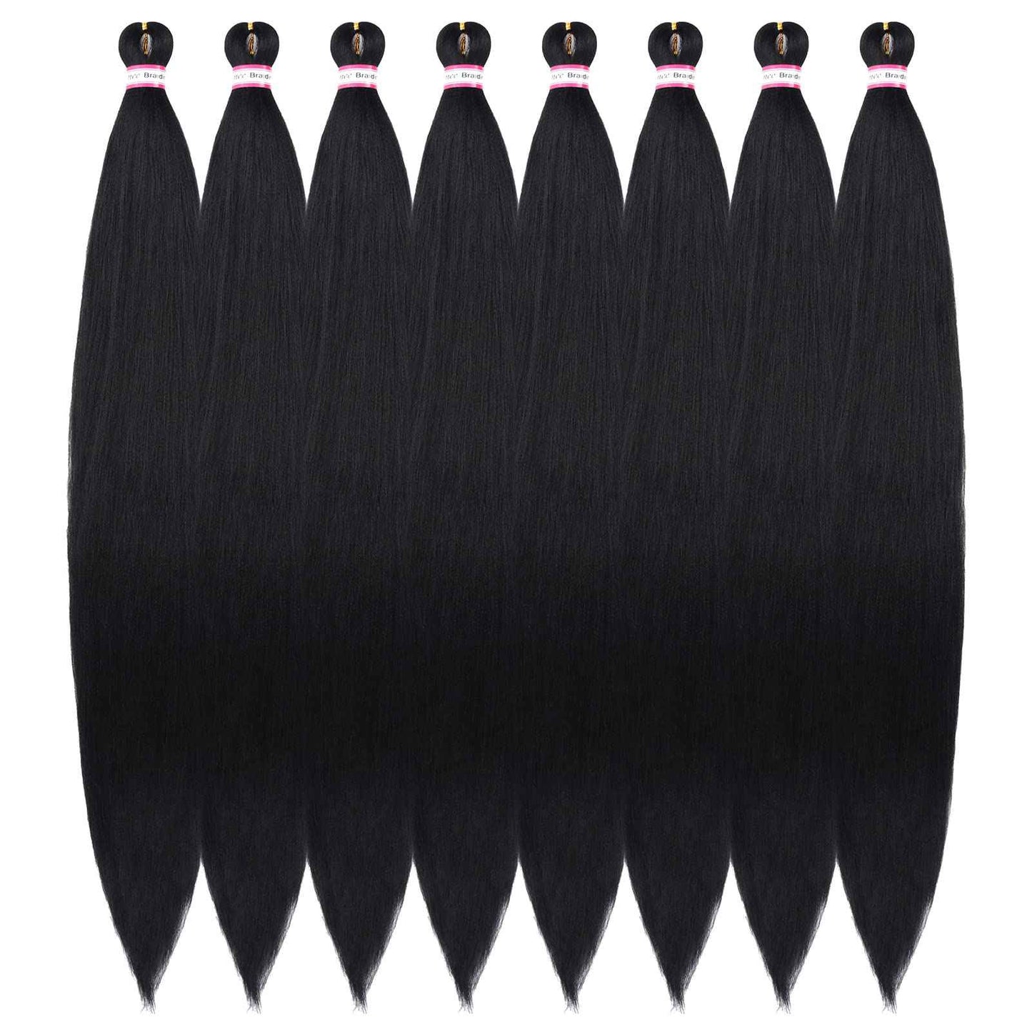 Pre Stretched Braiding Hair 8 Packs 48 Inch Natural Black Color Long Professional Hair for Braiding Twist Braids Itch Free Hot Water Setting Yaki Straight Synthetic Hair Extensions (#1B)