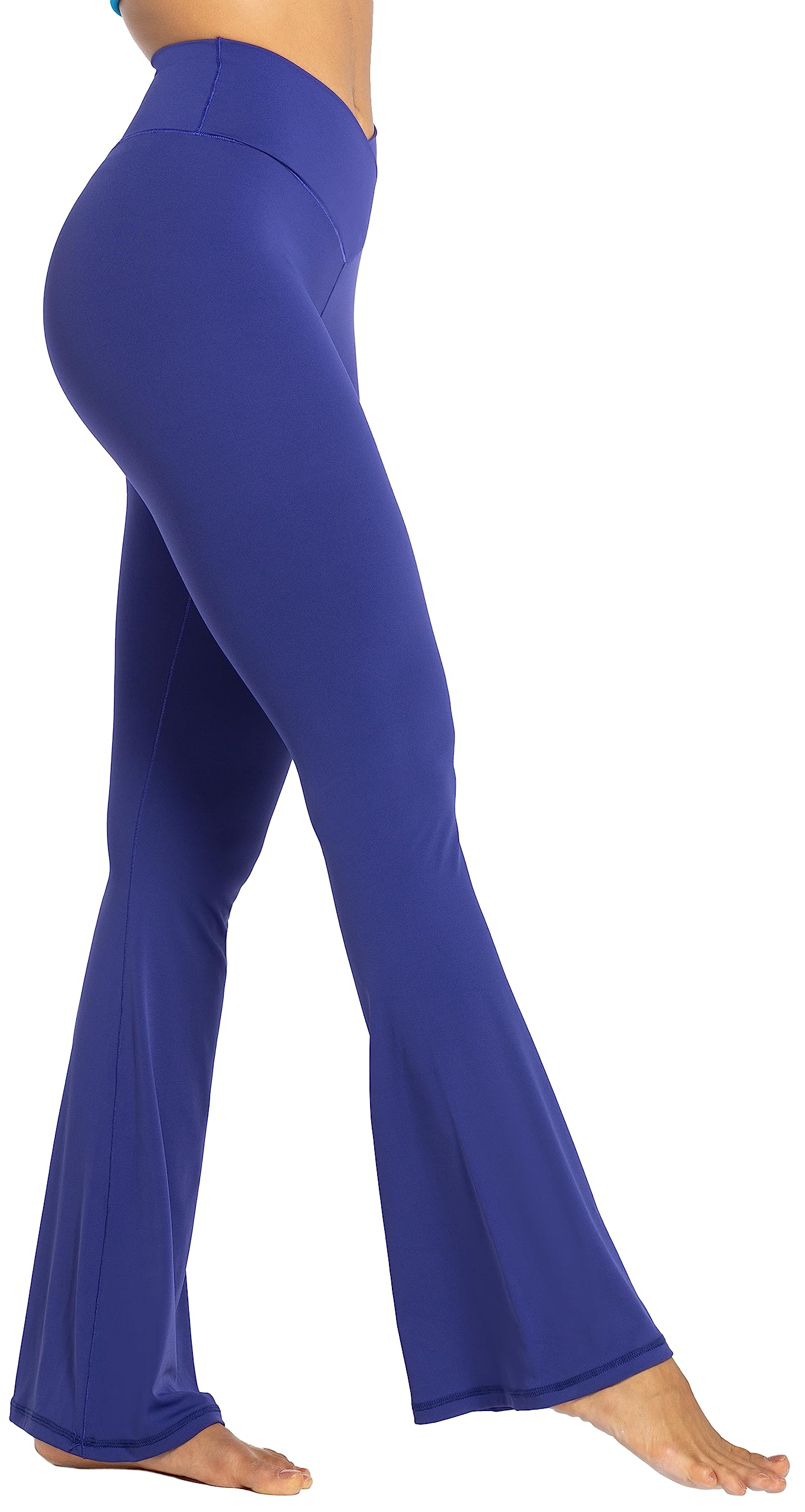 Sunzel Flare Leggings, Crossover Yoga Pants with Tummy Control, High-Waisted and Wide Leg, 30" Inseam, Navy Blue X-Small