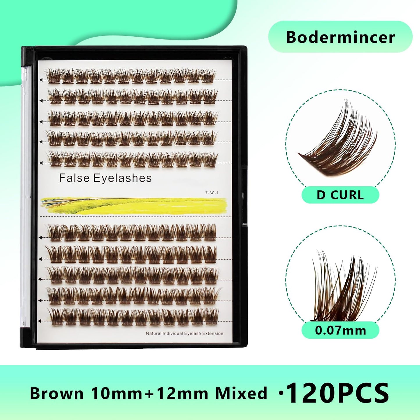 Bodermincer 120 Clusters 10mm+12mm/12mm+14mm/14mm+16mm Mixed Wide Cluster False Eyelash Individual Cluster EyeLashes Grafting Fake False Eyelashes Eyelash Extension (Brown 14mm+16mm Mixed)