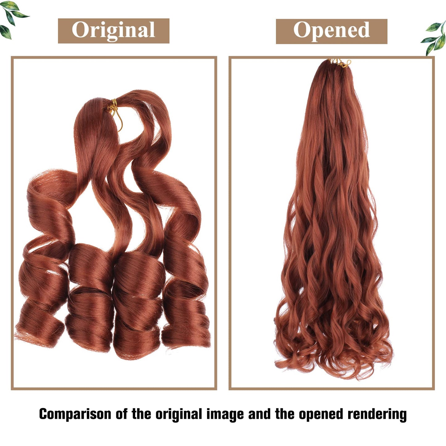 COOKOO 18 Inch 2 Packs Pre Stretched Ginger French Curl Braiding Hair Bouncy Loose Wave Braiding Hair Copper Red Spanish Curly Braids for Black Women Wave Crochet Synthetic Braids Hair Extentions 350#