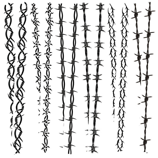 Variety Large Barbed Wire Tattoo, Fake Barbed Wire Tattoo for Men Women, Black Barb Wire Temporary Tattoos Pamela Anderson Costume,12-Sheet