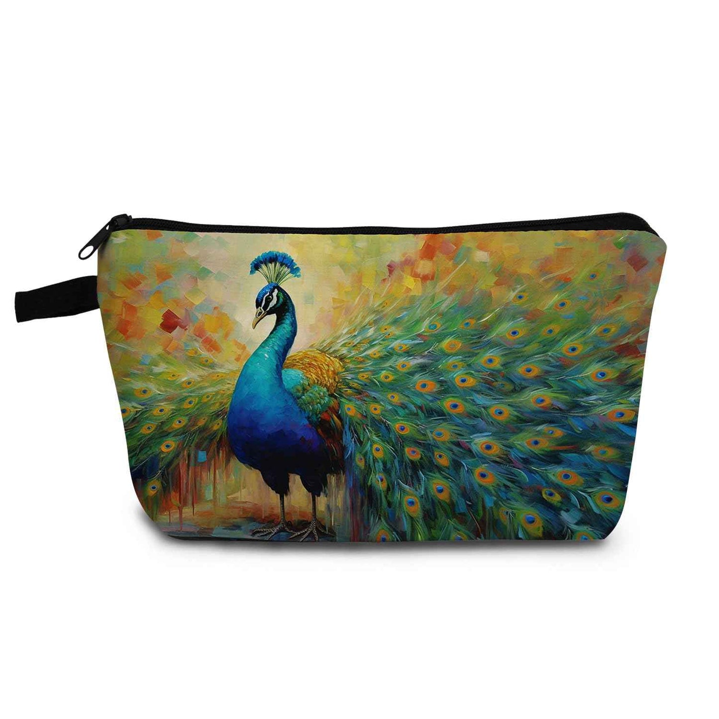 YULUENZE Peacock Pattern Makeup Bag - Cute Small Organizer With Zipper, Cosmetic Bag for Peacock Lovers - Birthday Gifts for Women, Sisters, Friends