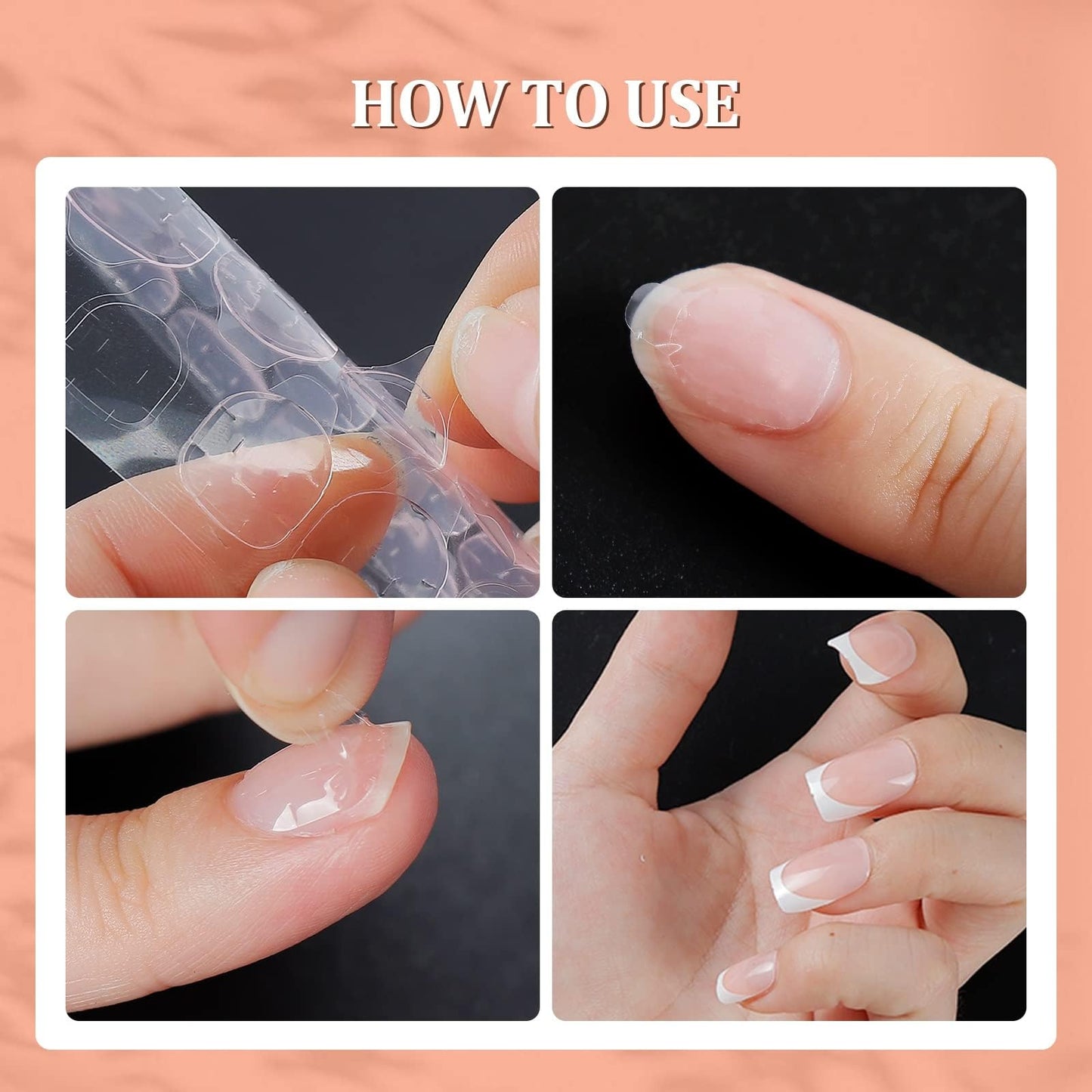 LIARTY 120 Pcs French Press On Nails Short Square, French Tip False Nails Manicure, 12 Size Acrylic Full Cover Artificial Fake Nails with Simple Case, Natural