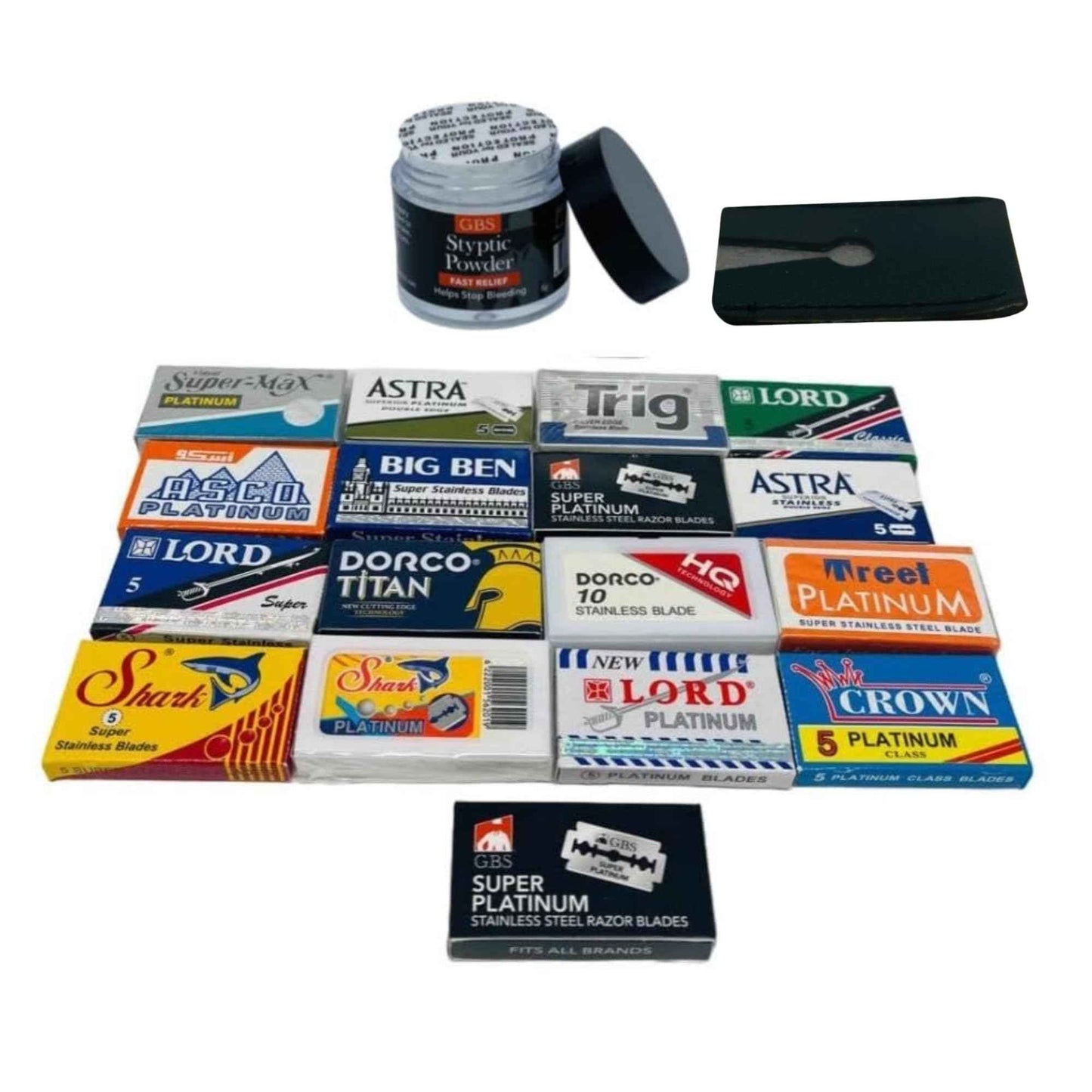 GENTS Double Edge Safety Razor Blade Variety Pack, 120 Count Razor Blade Sample Pack with Styptic Powder